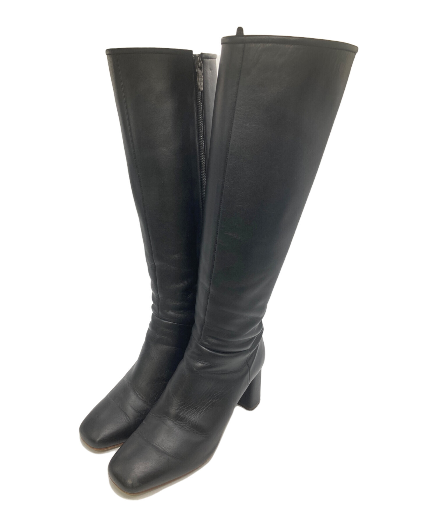 ☆中古☆ DIANA - 本革 ロング ブーツ - ブラック - 24cm 中古・古着通販】DIANA (ダイアナ) 美脚シンプルロングブーツ ブラック