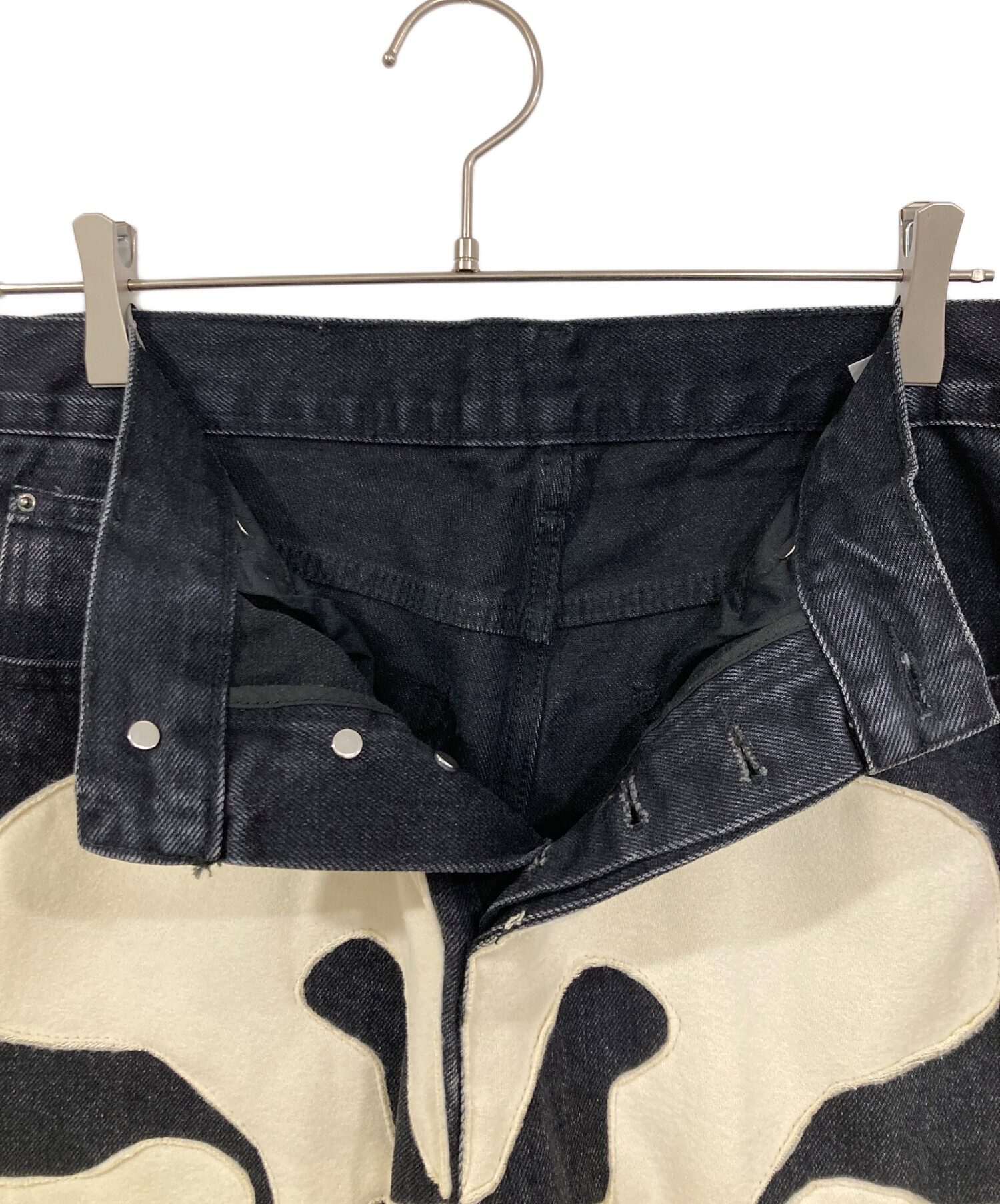 中古・古着通販】mnml (ミニマル) スカルボーンデニムパンツ ブラック