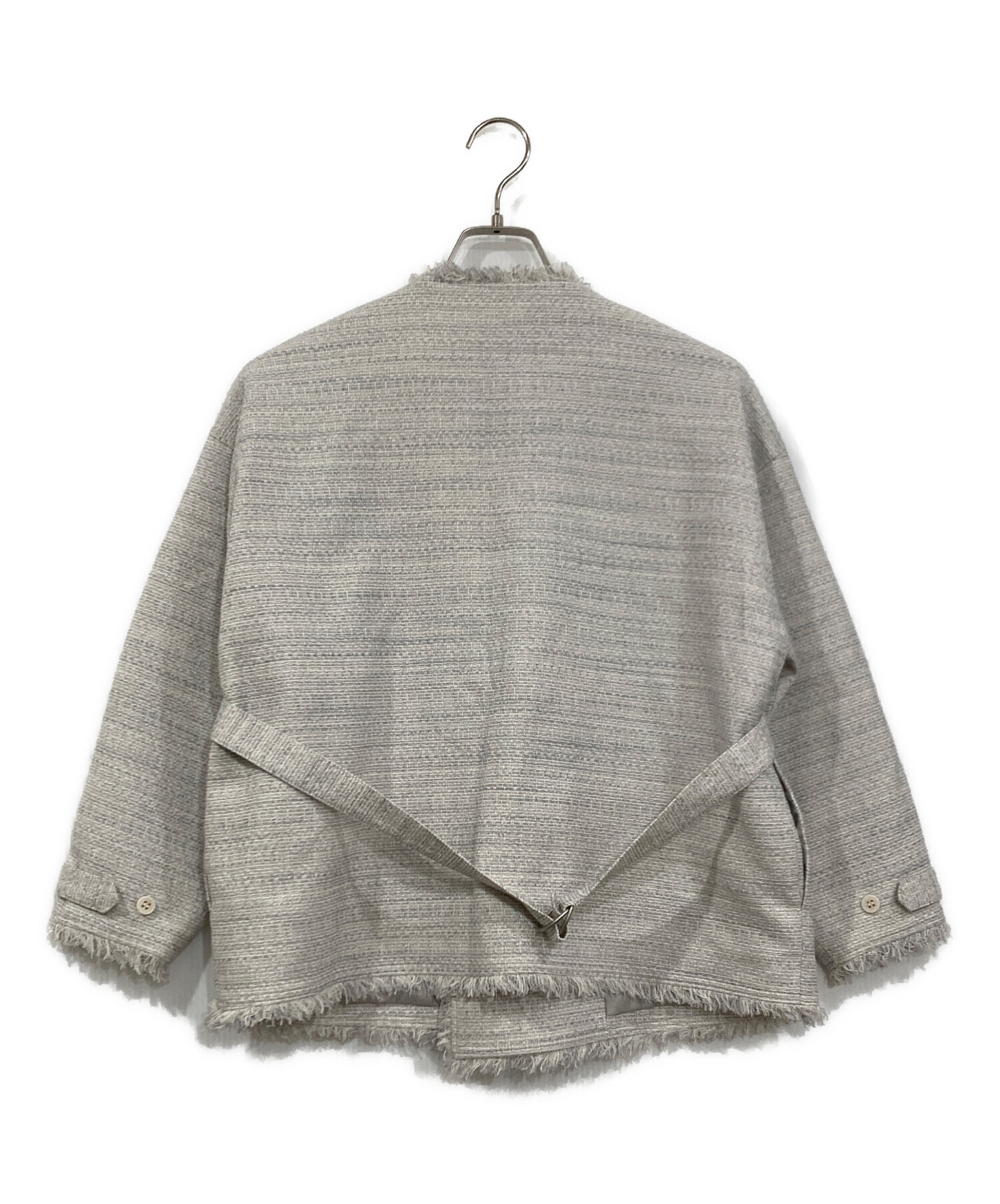 中古・古着通販】anuans (アニュアンス) ツイードフリンジノーカラー  