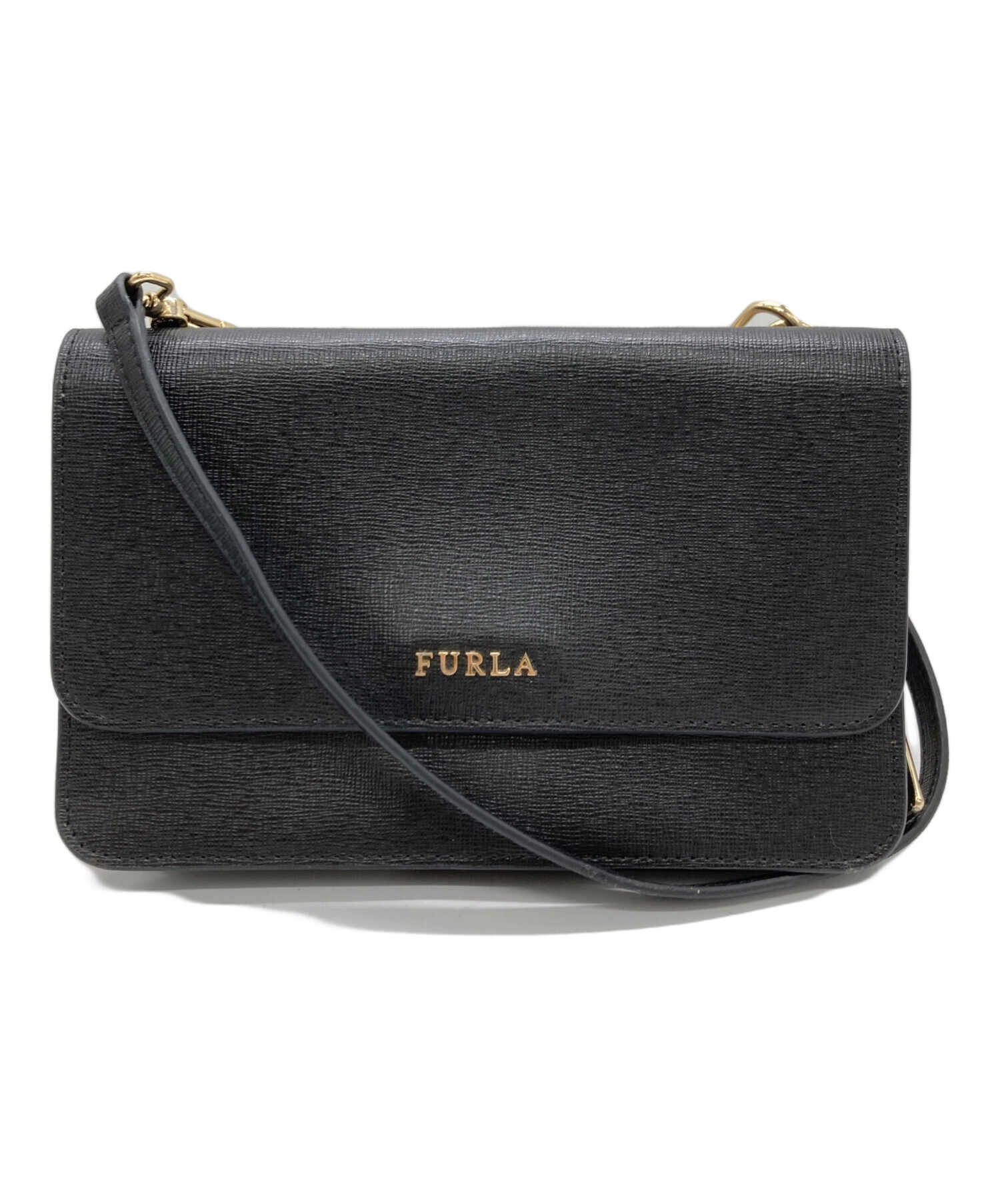 中古・古着通販】FURLA (フルラ) ウォレットショルダーバッグ ブラック 
