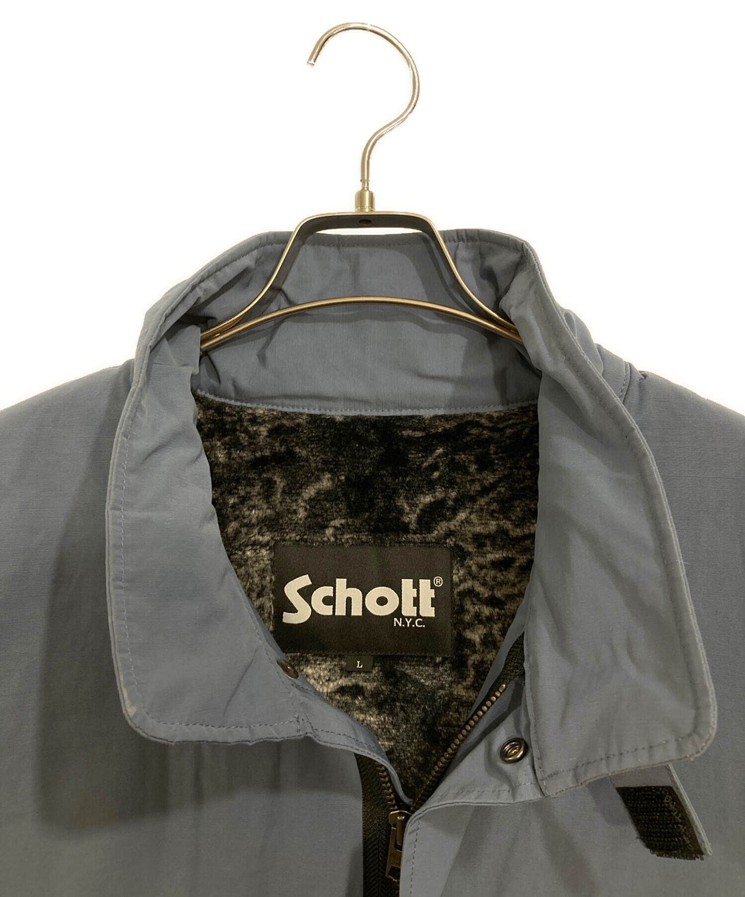 Schott ブラック ナイロンジャケット L ボア 中古・古着通販】Schott (ショット) 裏ボアナイロンジャケット ブルー