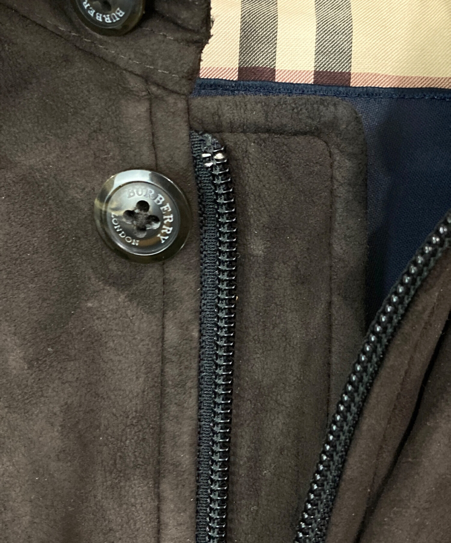 BURBERRY LONDON バーバリーロンドン　襟レザー　中綿入り　コート 中古・古着通販】BURBERRY LONDON (バーバリーロンドン) 中綿コート