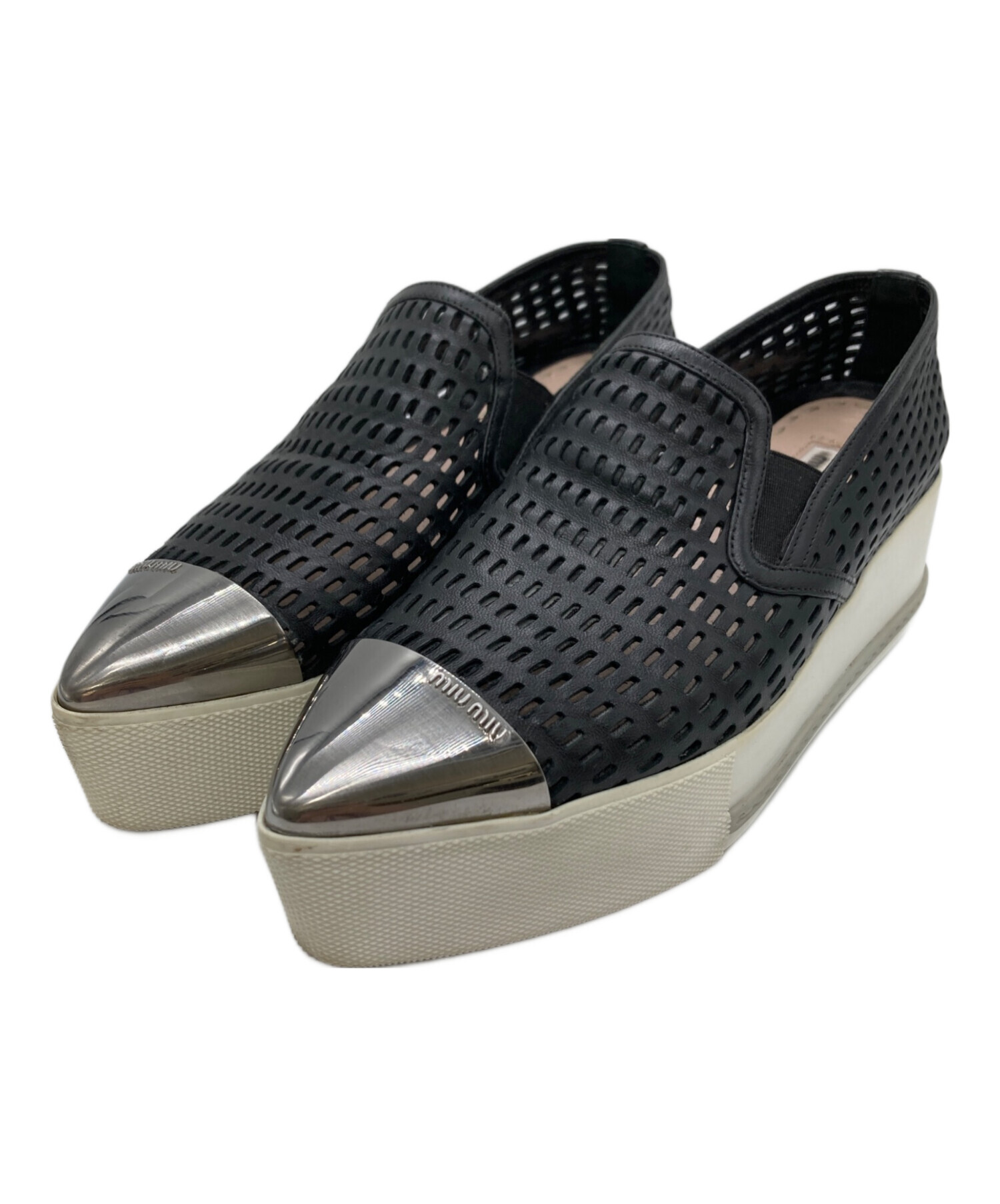 中古・古着通販】MIU MIU (ミュウミュウ) メタルトゥパンチングレザー 
