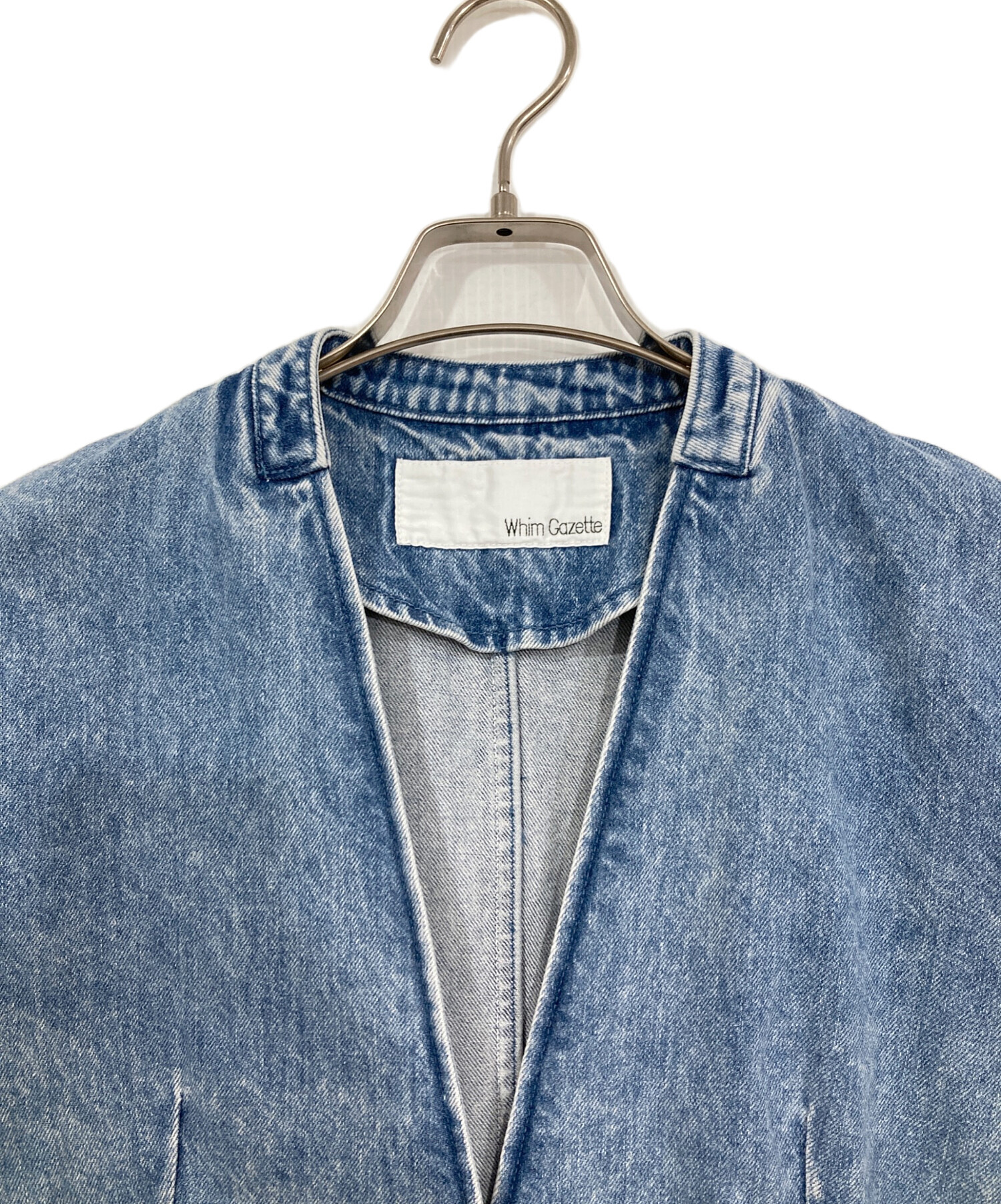 【新品・未使用】Whim Gazette ノーカラーデニムジャケット 中古・古着通販】Whim Gazette (ウィムガゼット) DENIMノーカラー