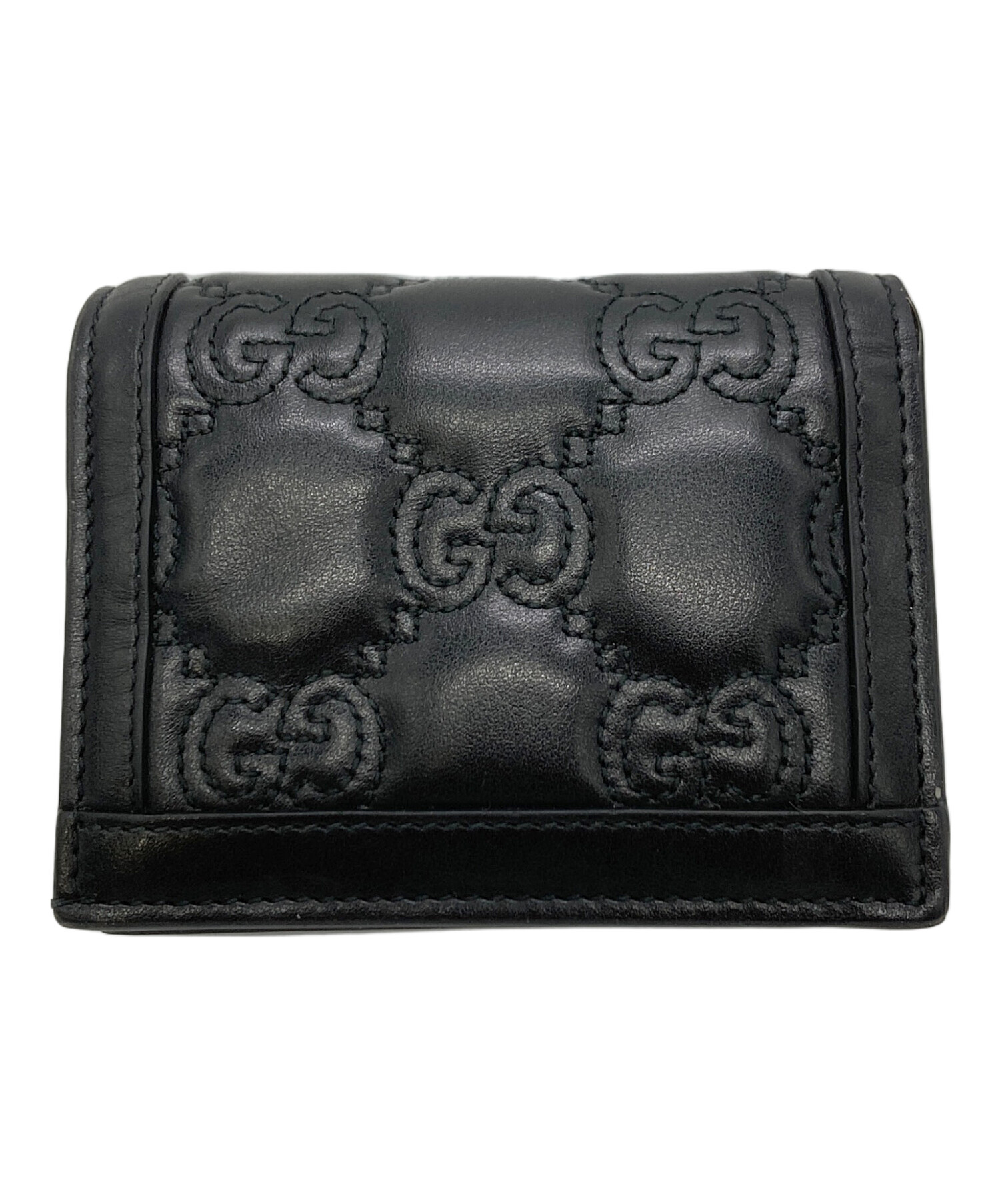 GUCCI GGマトラッセ カードケース ウォレット ブラックレザー