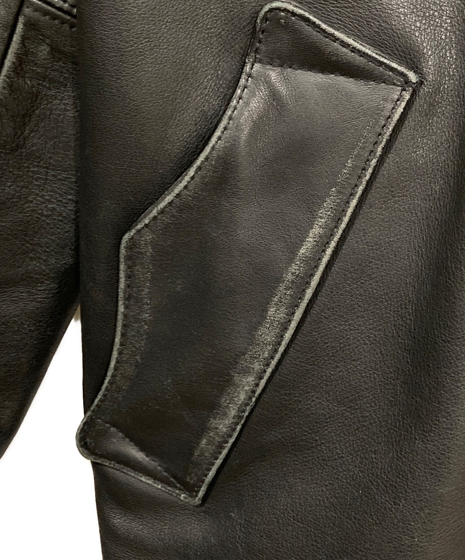 中古・古着通販】AVIREX (アヴィレックス) レザーカーコート ブラック