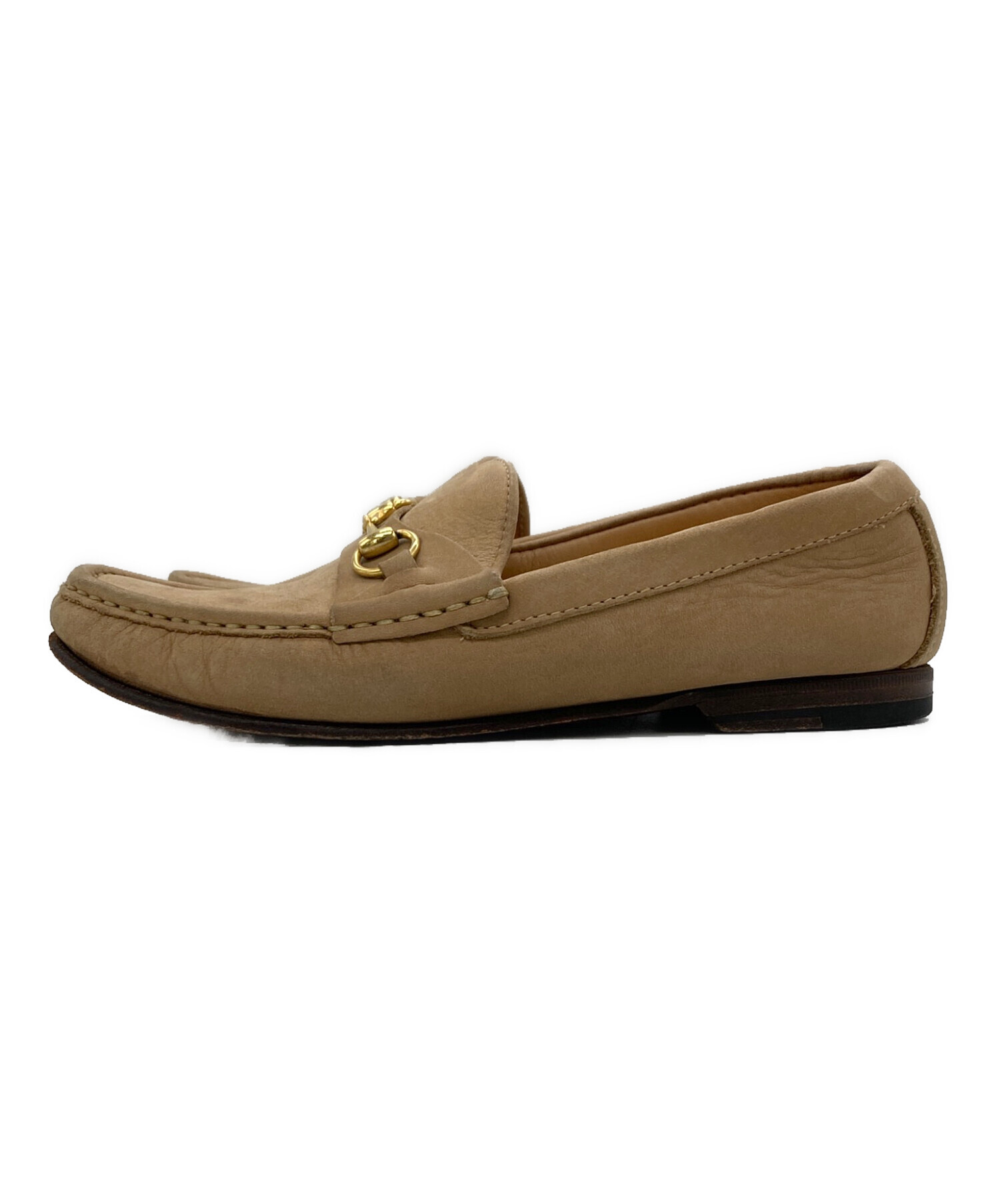 中古・古着通販】GUCCI (グッチ) スウェードビットローファー ベージュ 