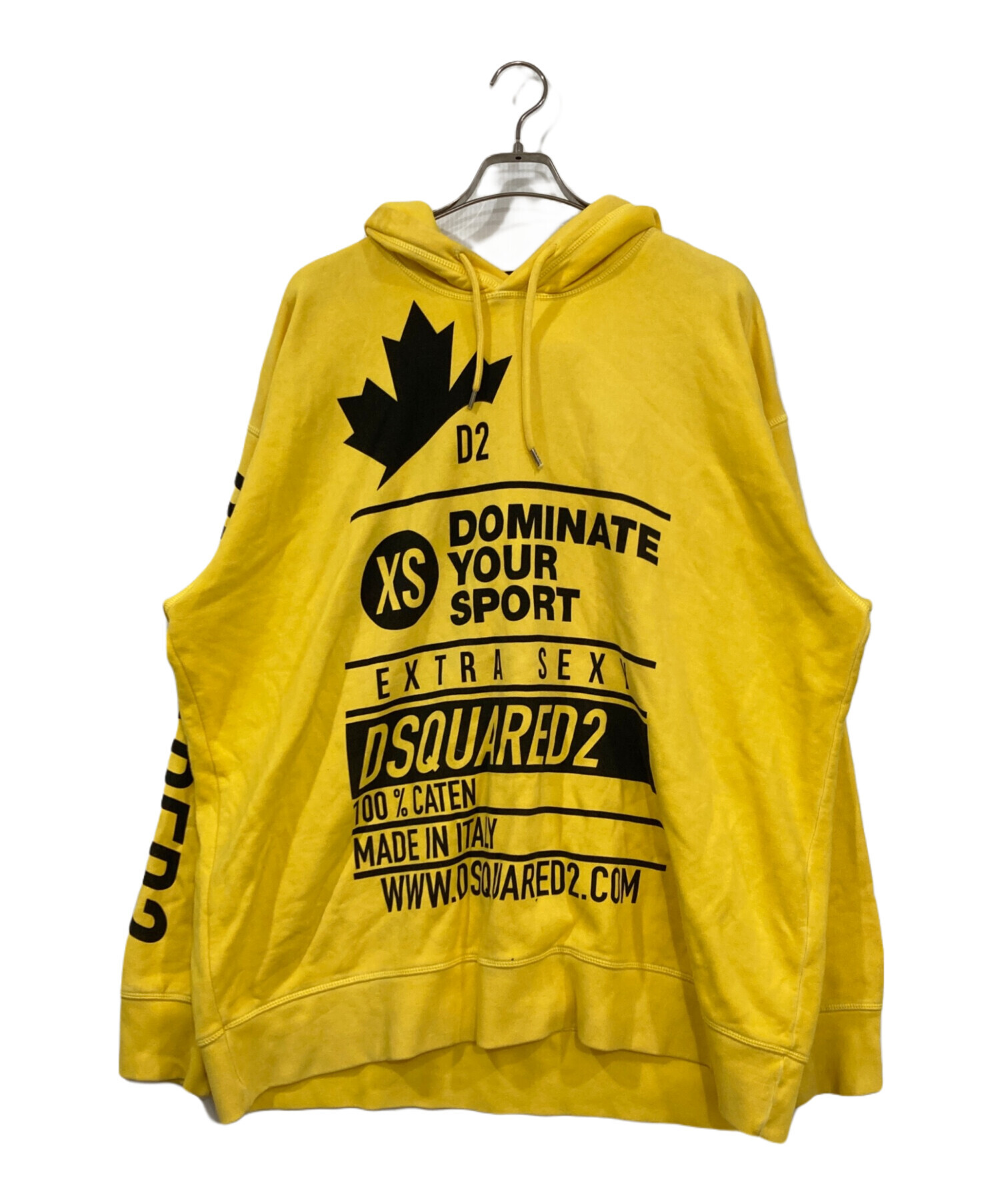 DSQUARED2 イエローパーカー M 中古・古着通販】DSQUARED2 (ディースクエアード) ロゴ 裏起毛