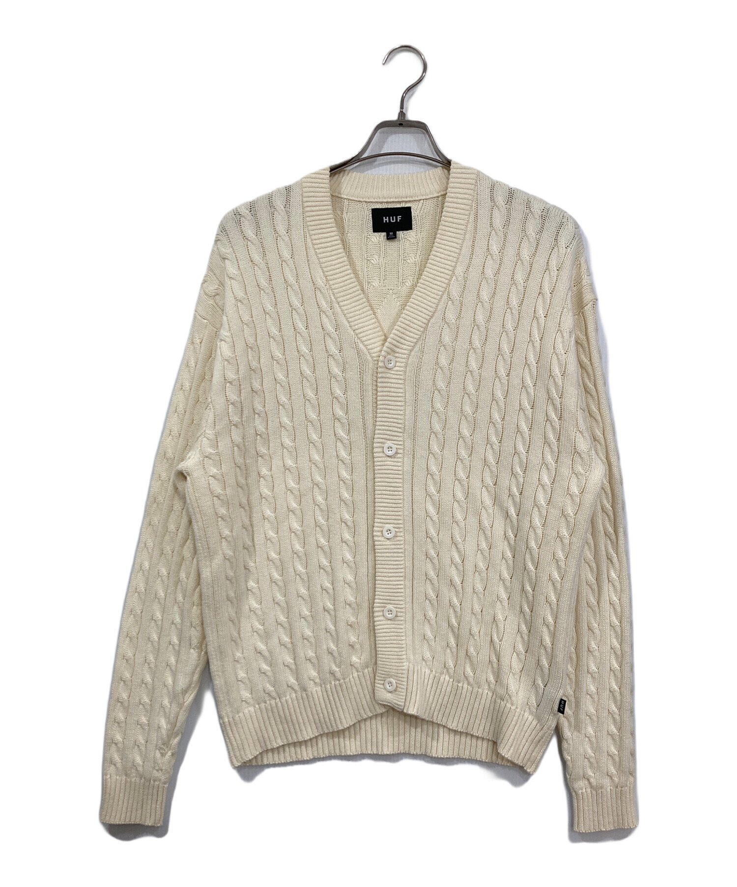 中古・古着通販】HUF (ハフ) ニットカーディガン アイボリー サイズ:M 