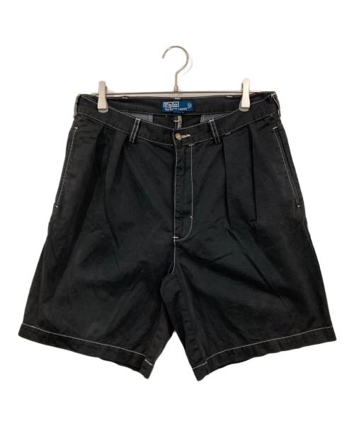 ラルフ リネン　シルク タック　ショーツ 黒 36　ブラック　古着　ハーフ 中古・古着通販】POLO RALPH LAUREN (ポロ・ラルフローレン) 2タック