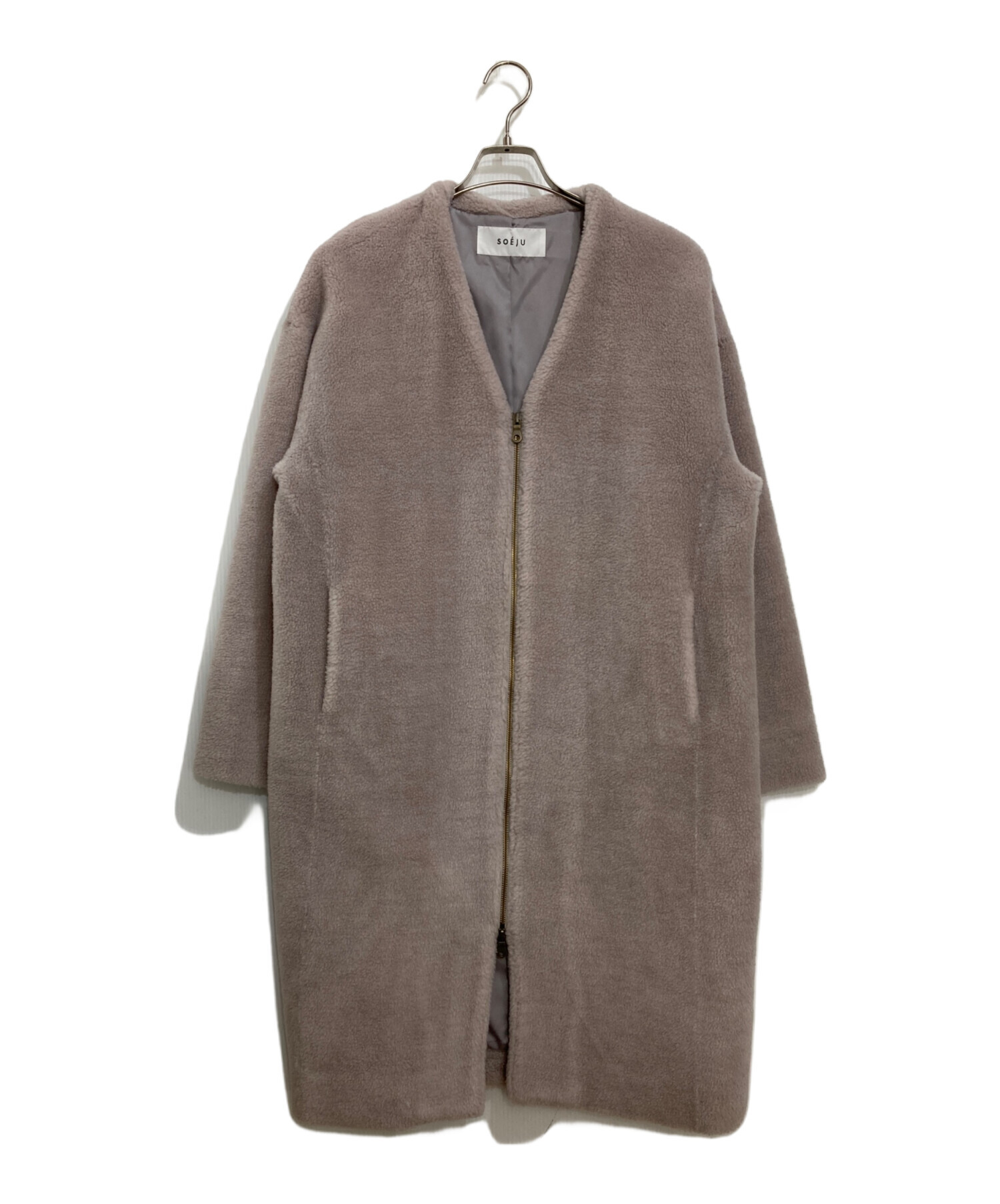 中古・古着通販】SOEJU (ソージュ) ウールボアジップコート グレー