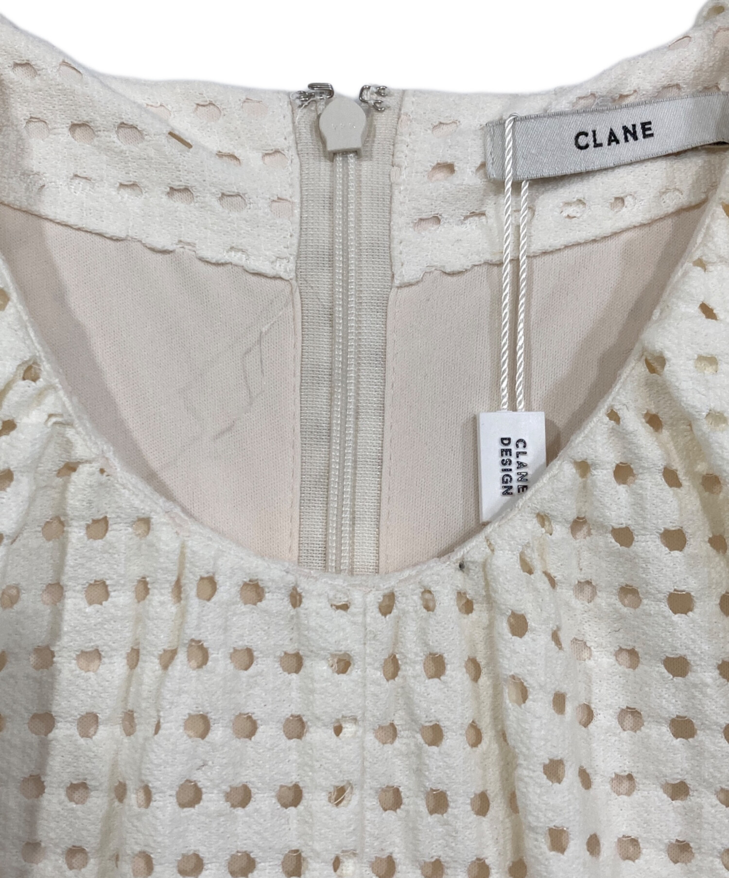 中古・古着通販】CLANE (クラネ) ドットメッシュワンピース アイボリー
