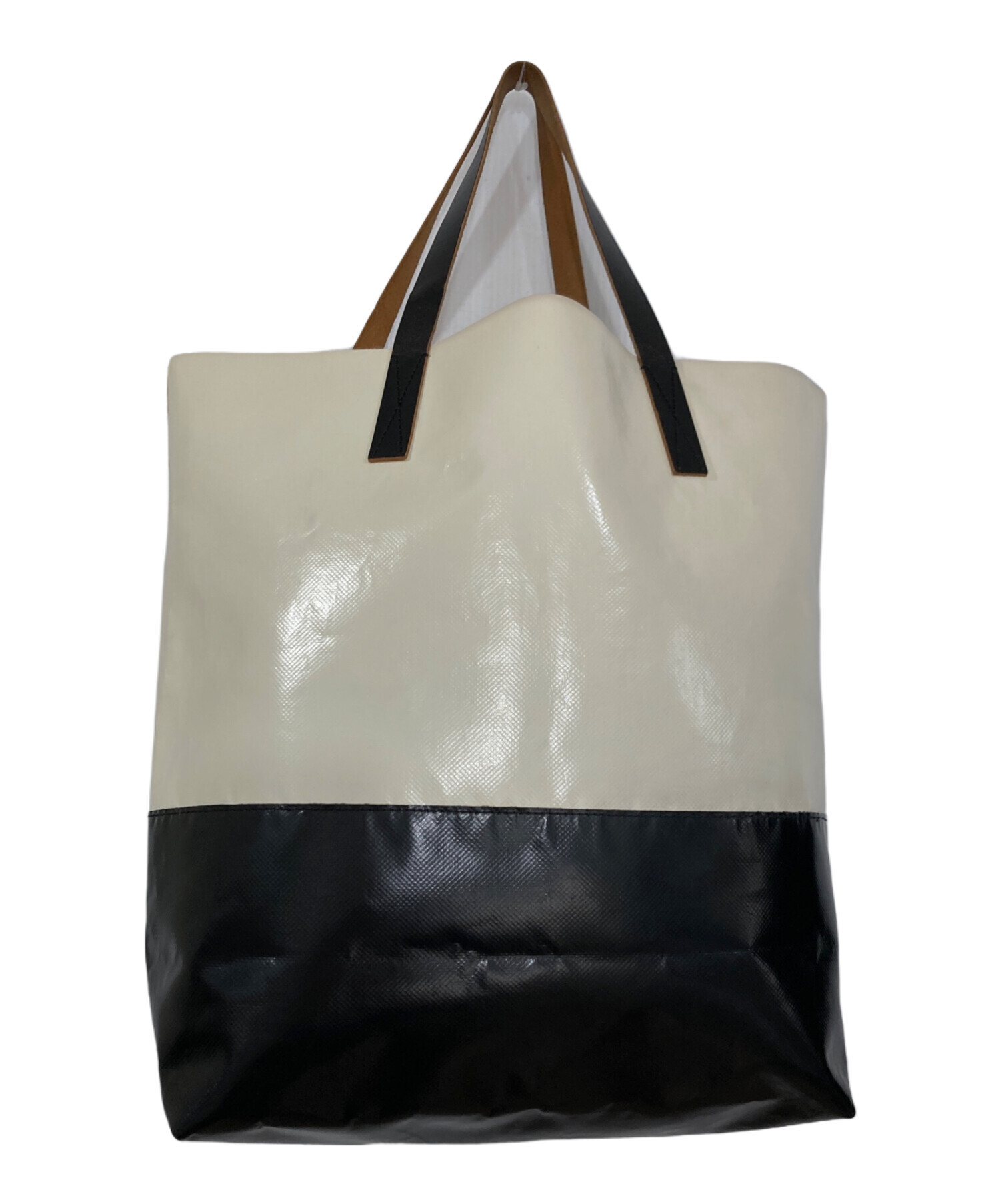 MARNI トートバッグ アイボリー/ブラック MARNI トートバッグ アイボリー/ブラック