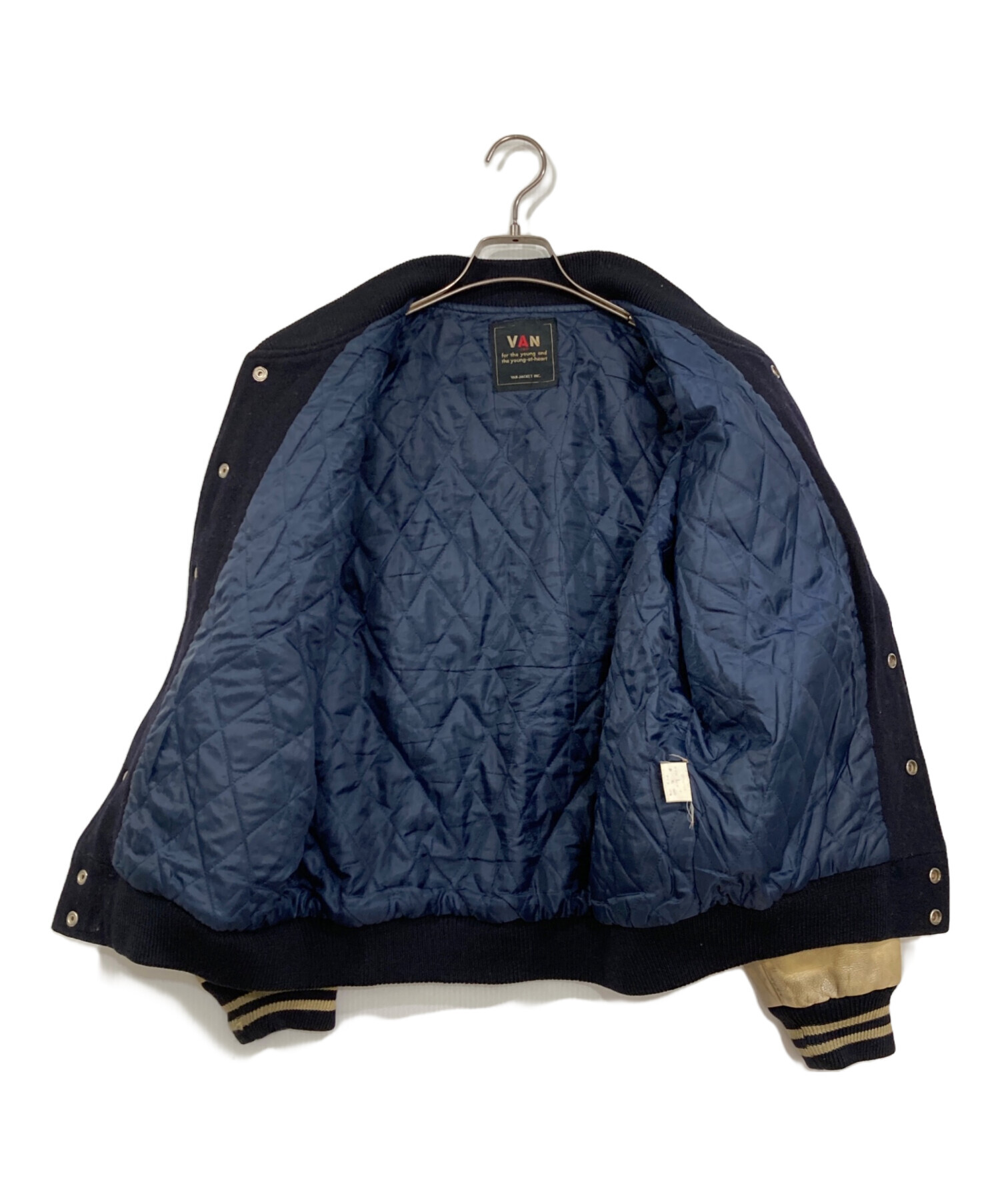 中古・古着通販】VAN JAC (ヴァン) レザー切替スタジャン ネイビー 