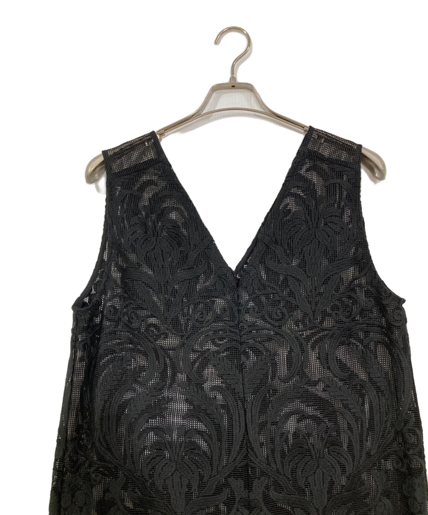 中古・古着通販】Ameri (アメリ) CHLOE V NECK ROMPERS ブラック 