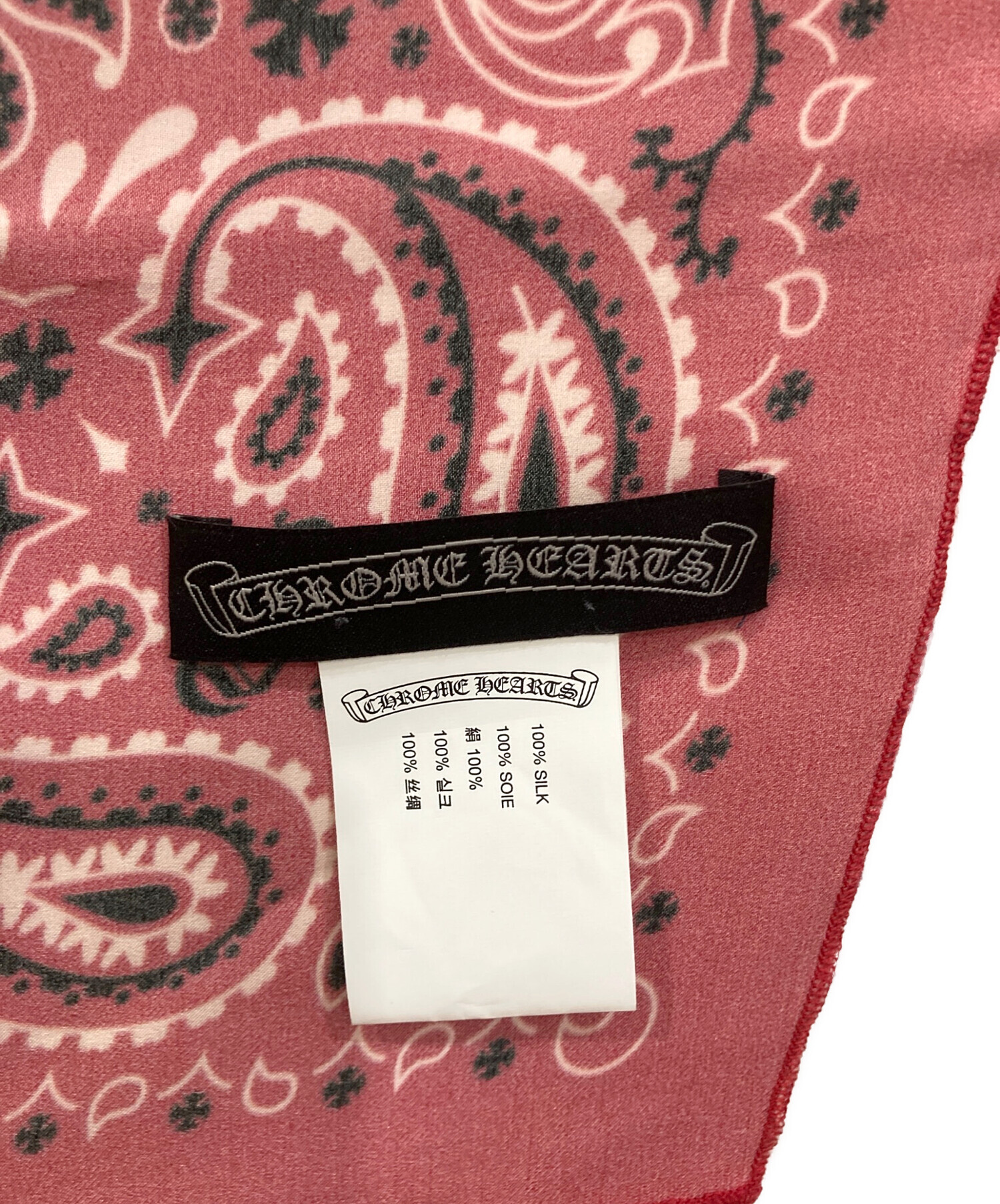 中古・古着通販】CHROME HEARTS (クロムハーツ) シルクスカーフ レッド