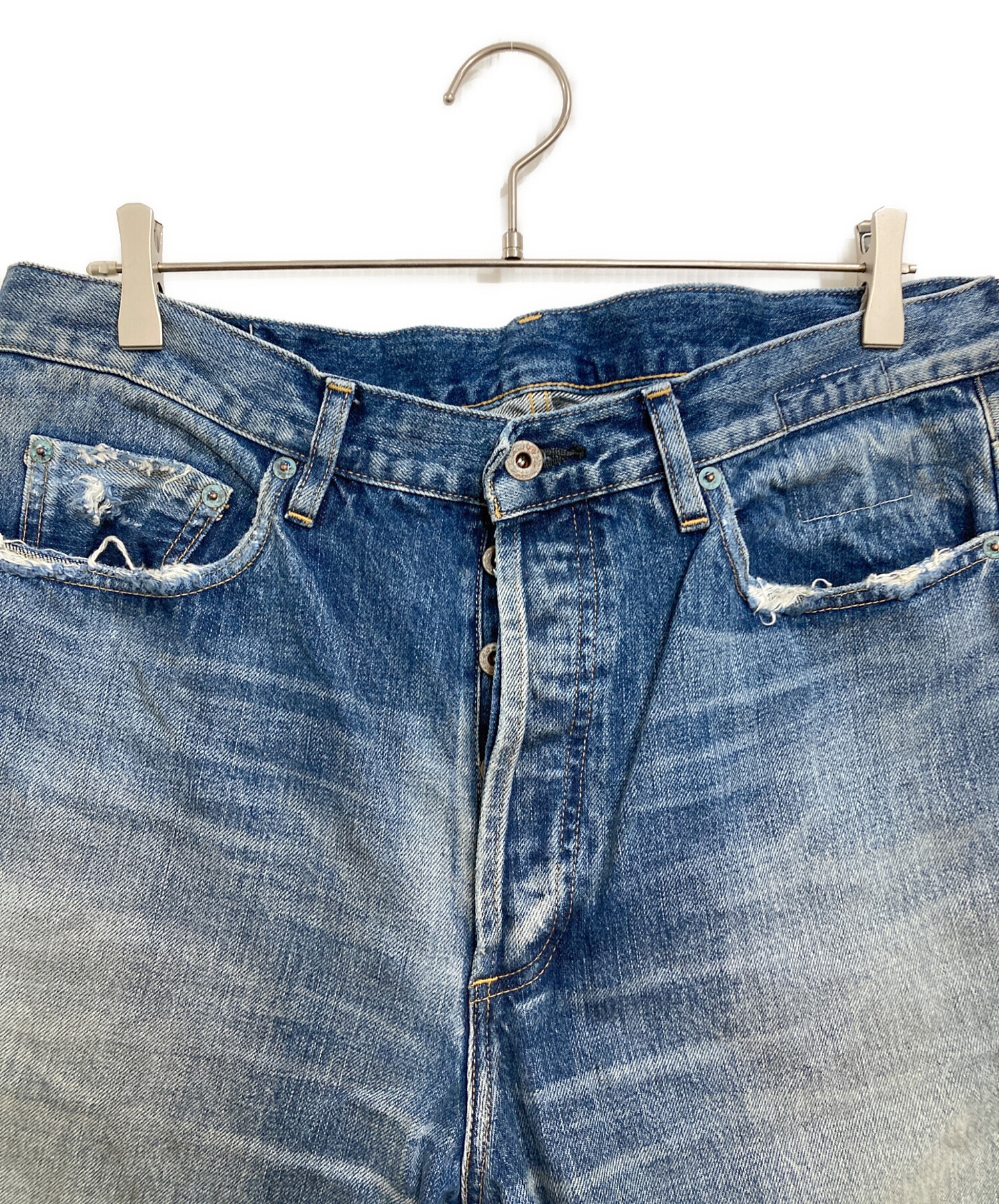 madness古着ダークブルー リペアデザイン デニム32ウエスト madness古着ダークブルー リペアデザイン デニム32ウエスト