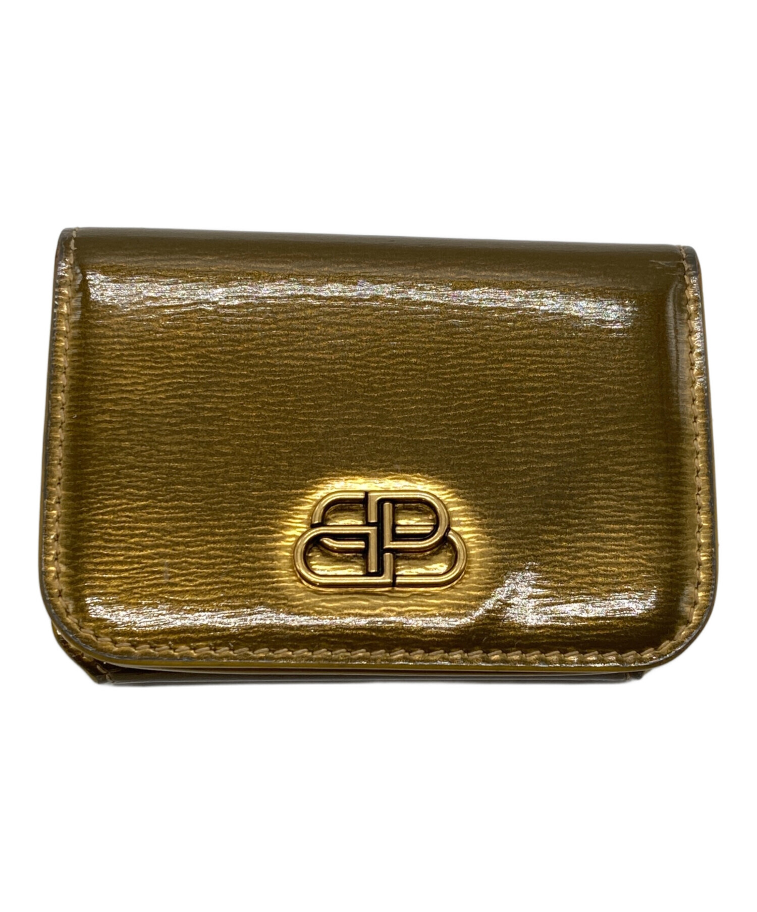 BALENCIAGA バレンシアガ / ペーパーミニウォレット ゴールド 中古・古着通販】BALENCIAGA (バレンシアガ) BBロゴ ミニ