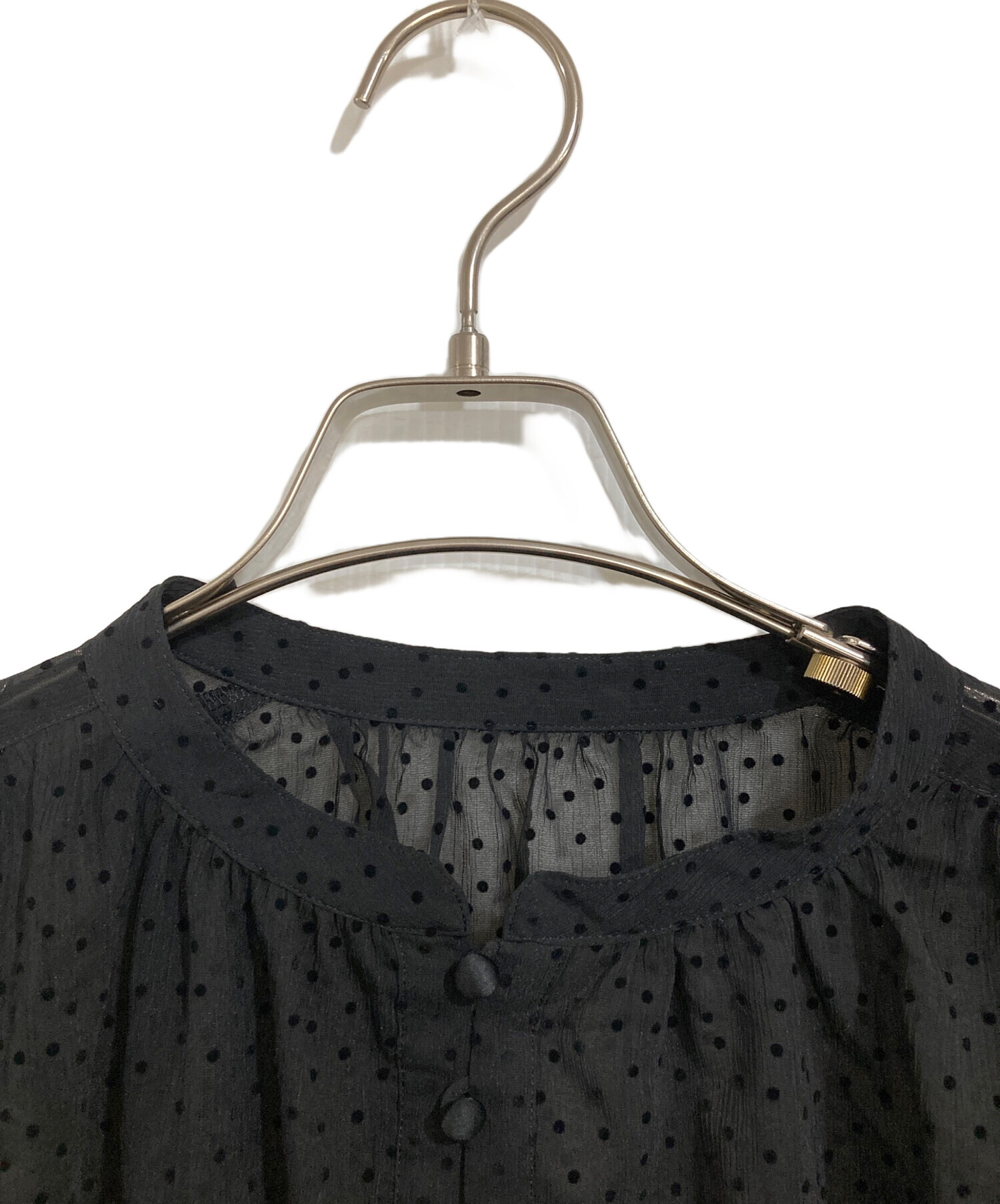 23区　ドットフロッキー ボリュームスリーブ ブラウス 38サイズ 23区ドットフロッキー ボリュームスリーブ ブラウス 38サイズ