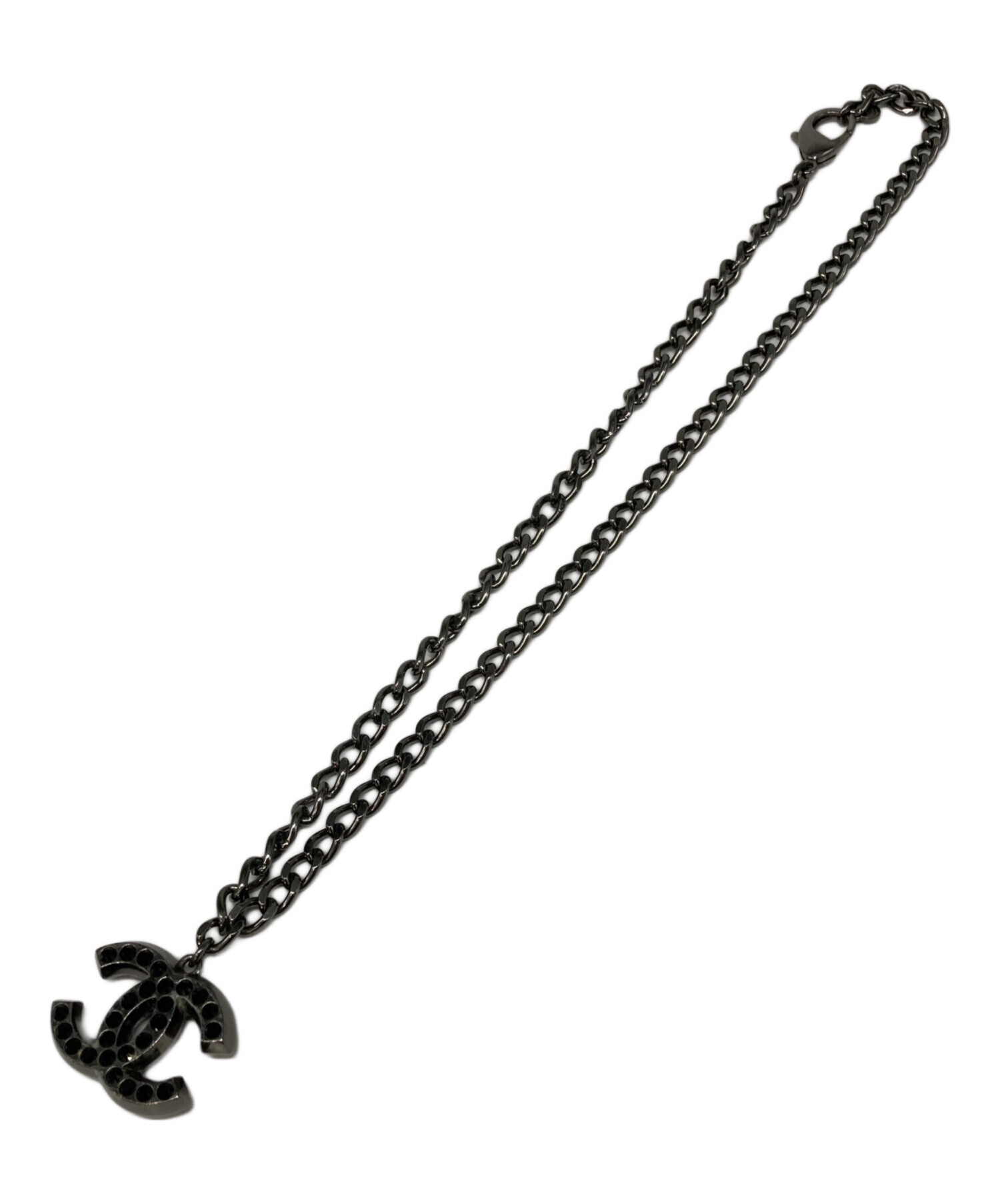 CHANEL ネックレス　ブラック系　ラインストーン 中古・古着通販】CHANEL (シャネル) ラインストーンネックレス