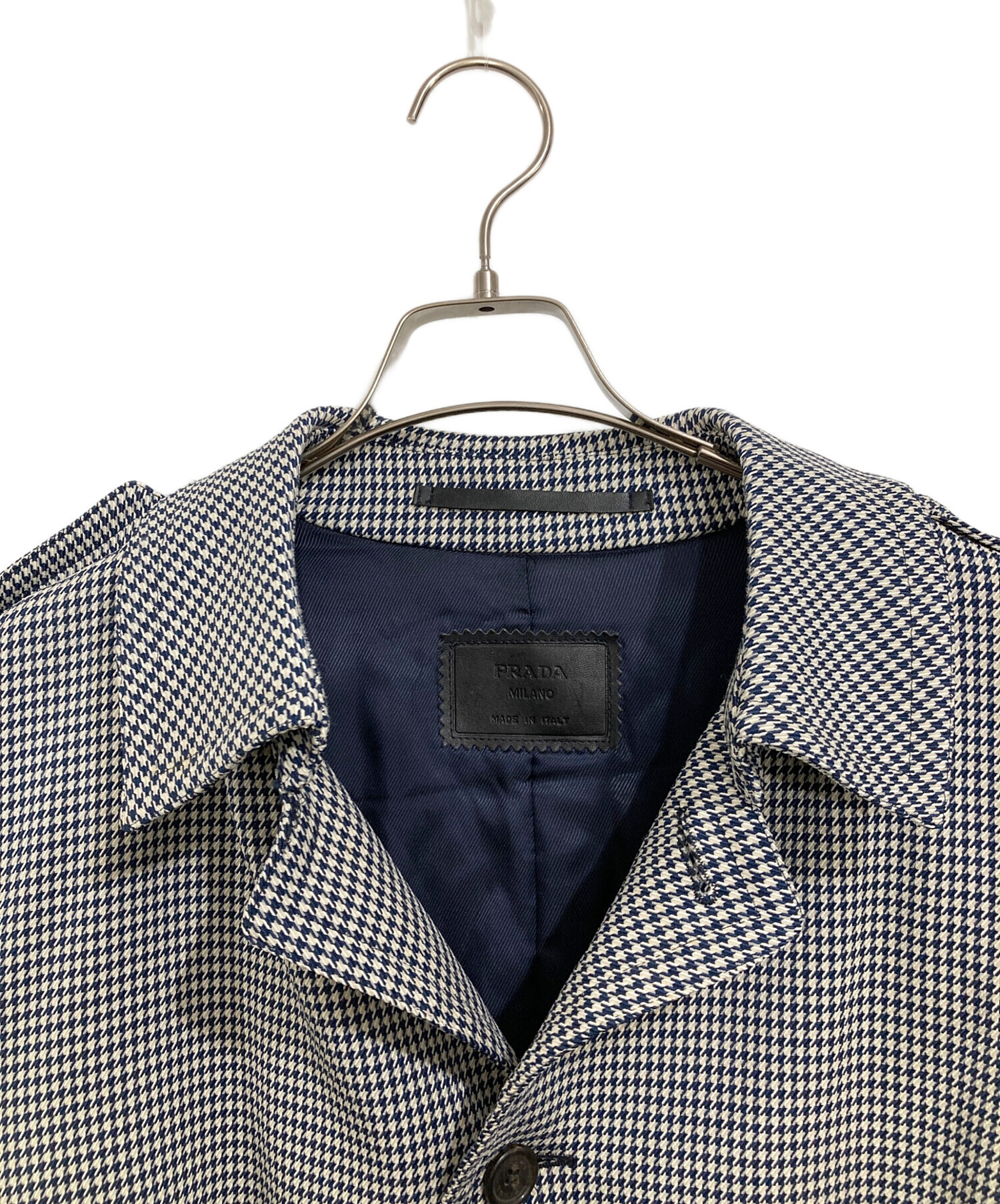 中古・古着通販】PRADA (プラダ) 千鳥格子柄ステンカラーコート