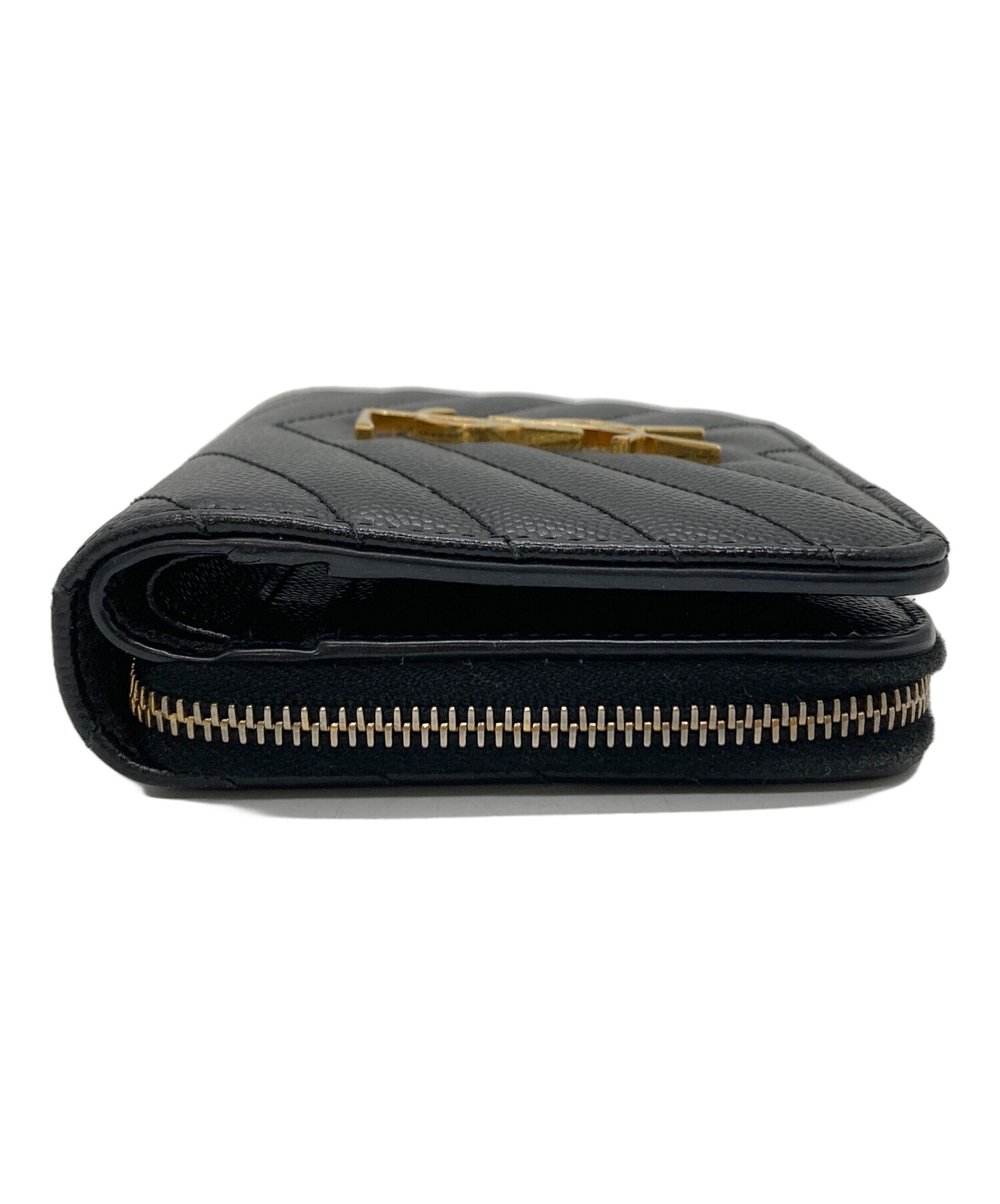 ◇サンローランパリ◇MRT692061/レザー/Vステッチ/折り財布/ブランド サンローランパリ Vステッチ レザー コンパクトウォレット ベージュ