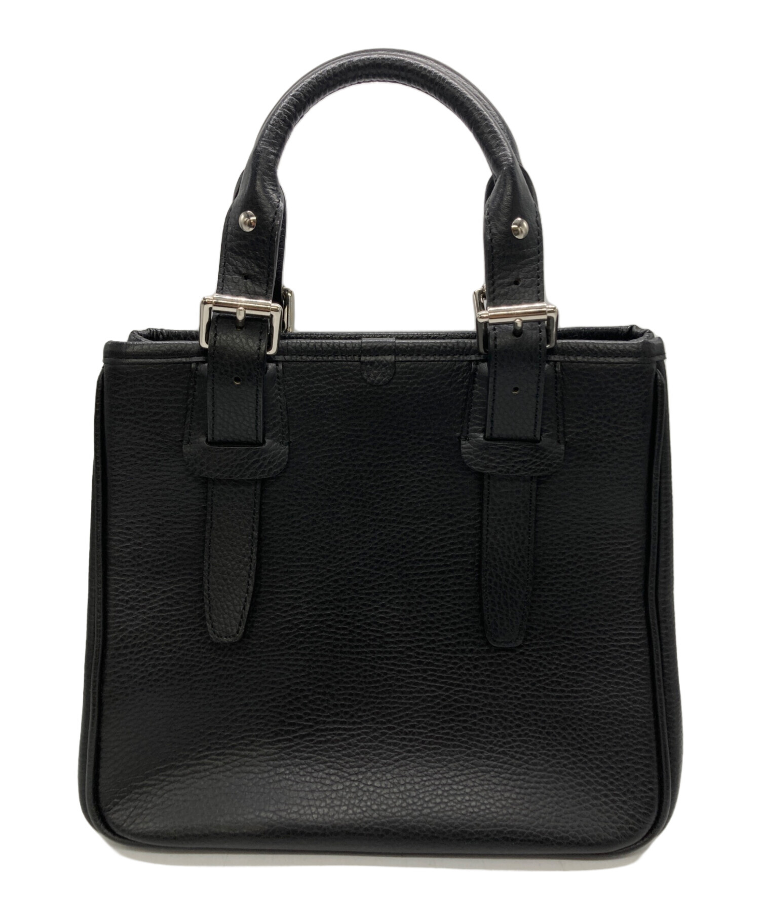 中古・古着通販】BURBERRY (バーバリー) レザーハンドバッグ ブラック