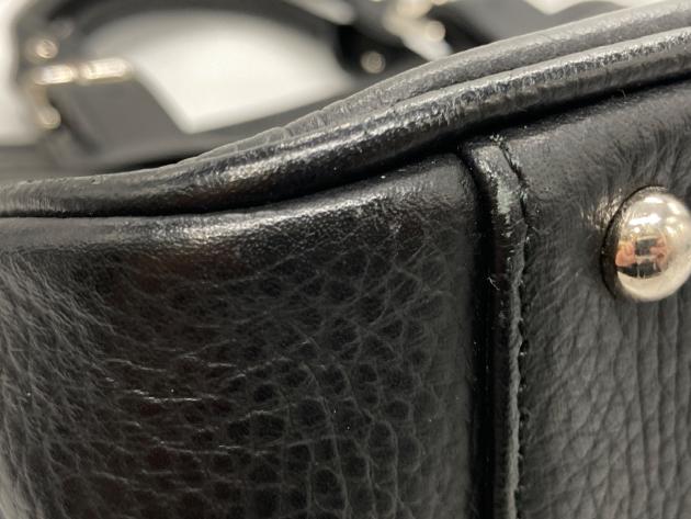 中古・古着通販】BURBERRY (バーバリー) レザーハンドバッグ ブラック