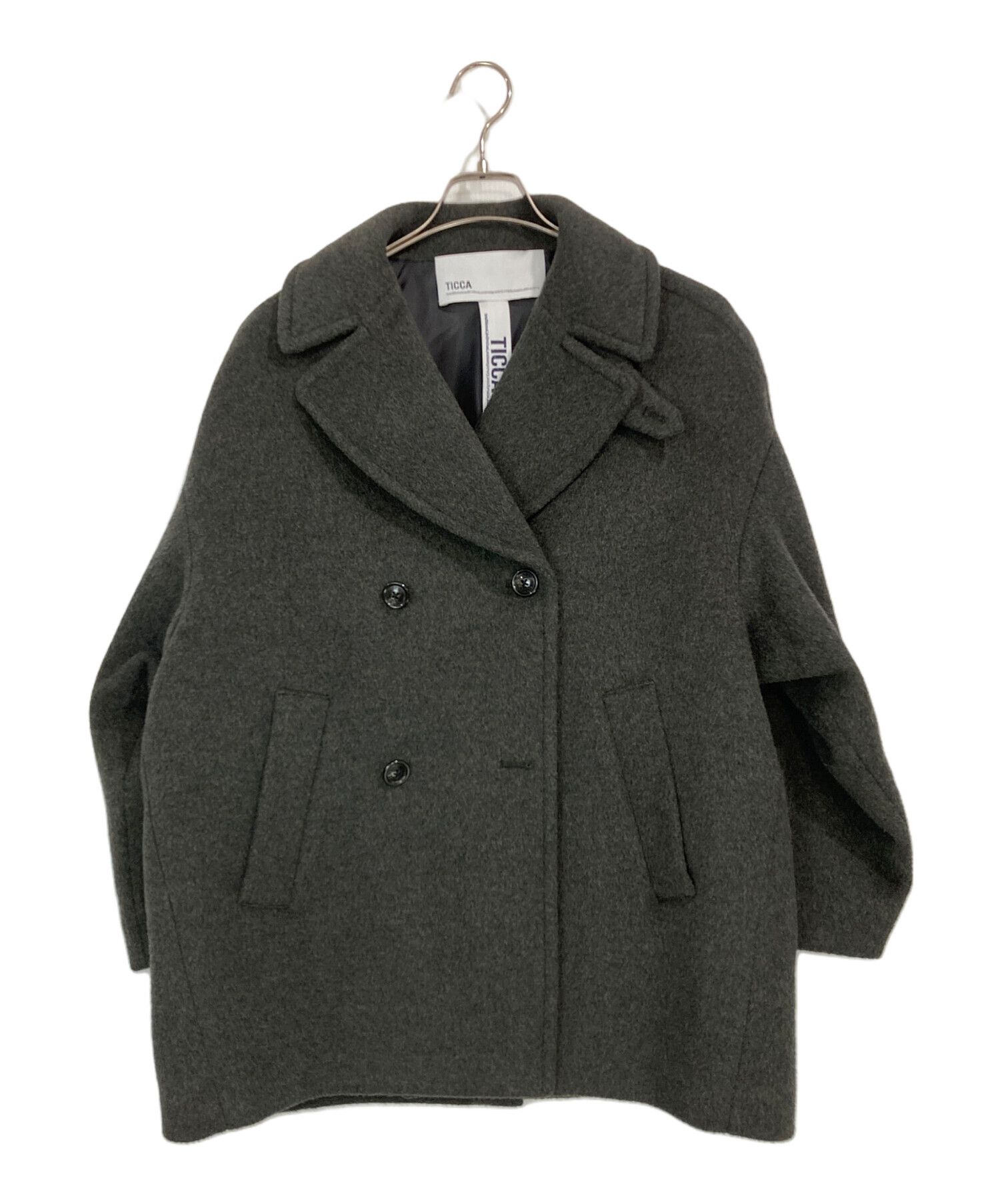 中古・古着通販】ticca (ティッカ) Pコート グレー サイズ:FREE