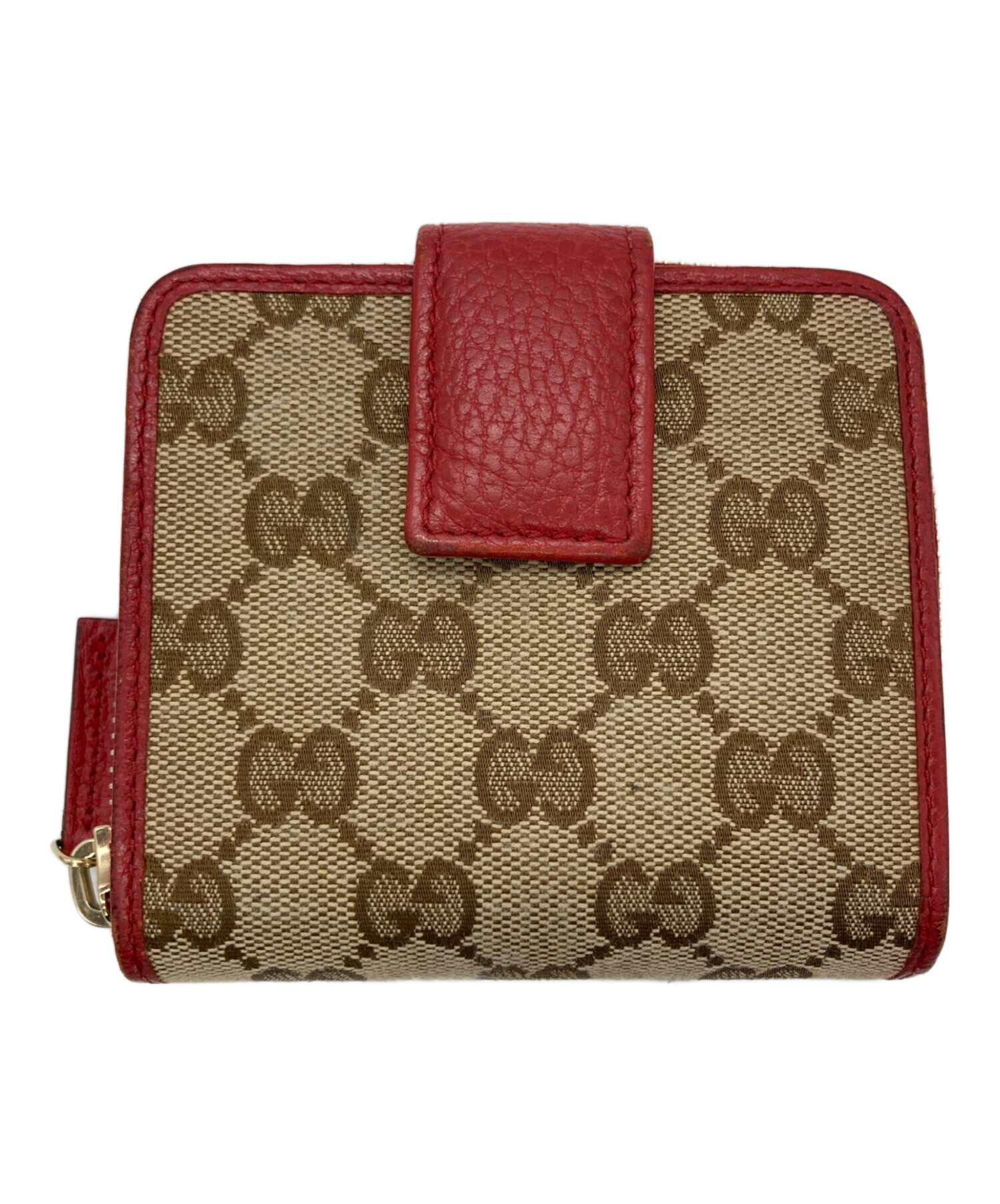 中古・古着通販】GUCCI (グッチ) 2つ折り財布 ベージュ×レッド