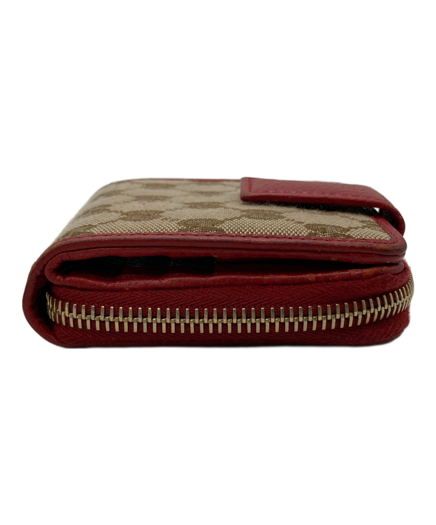 中古・古着通販】GUCCI (グッチ) 2つ折り財布 ベージュ×レッド