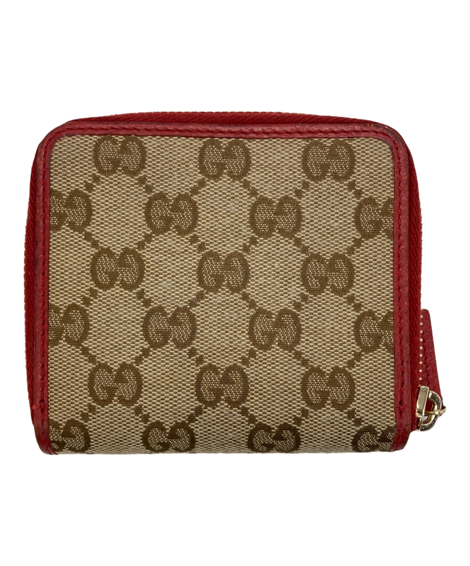 中古・古着通販】GUCCI (グッチ) 2つ折り財布 ベージュ×レッド
