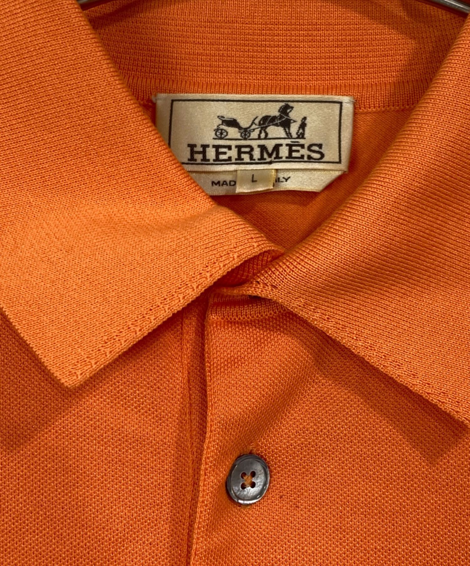 中古・古着通販】HERMES (エルメス) ポケットポロシャツ オレンジ