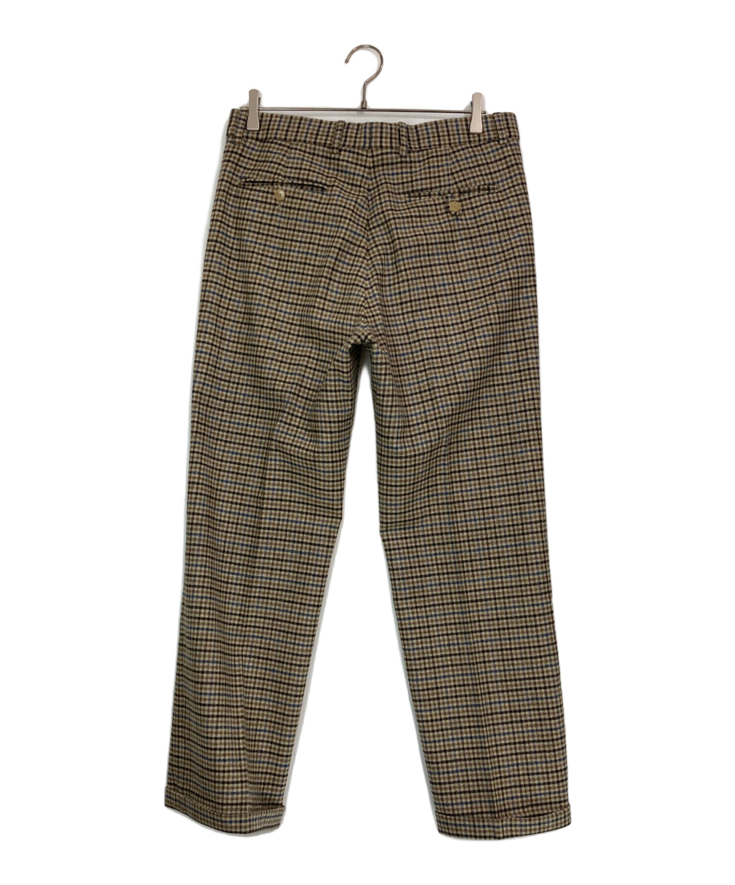 中古・古着通販】GUCCI (グッチ) ウールチェックスラックス ベージュ