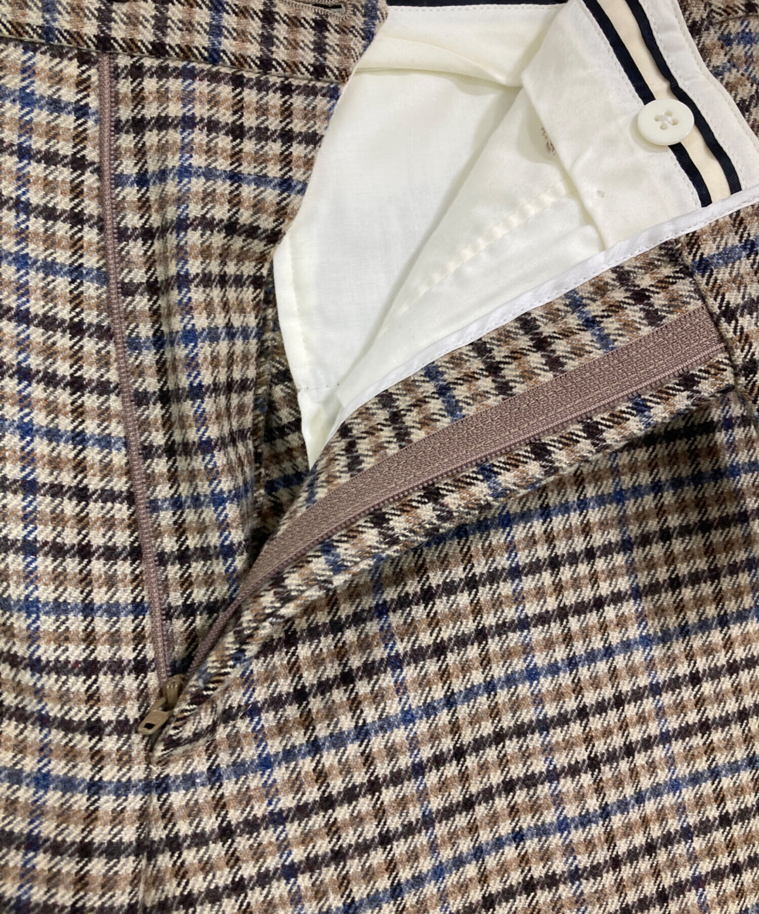 中古・古着通販】GUCCI (グッチ) ウールチェックスラックス ベージュ