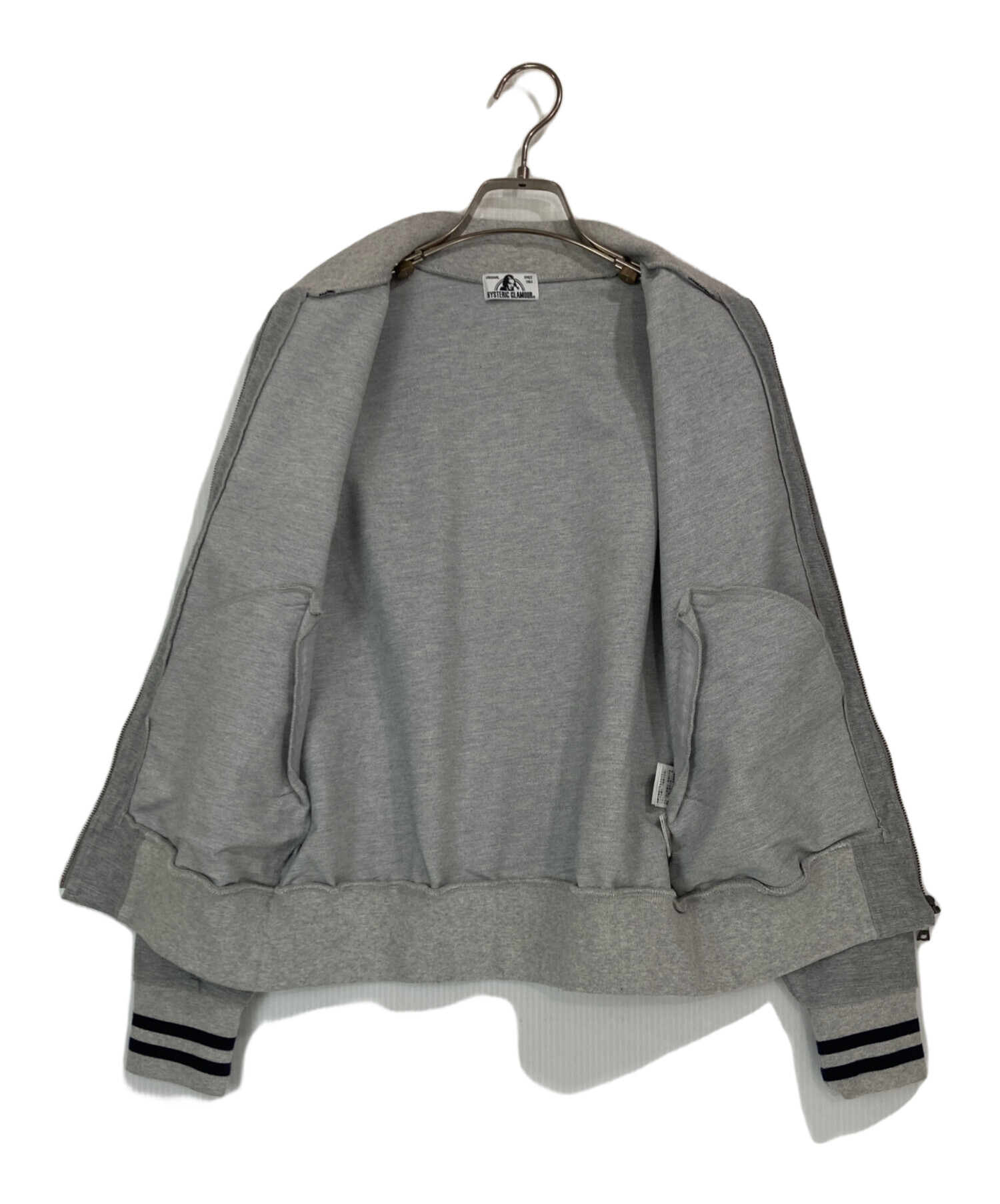 ヒステリックグラマー スウェット ブルゾン ジャケット ロゴプリント グレー 中古・古着通販】Hysteric Glamour (ヒステリックグラマー) スウェット