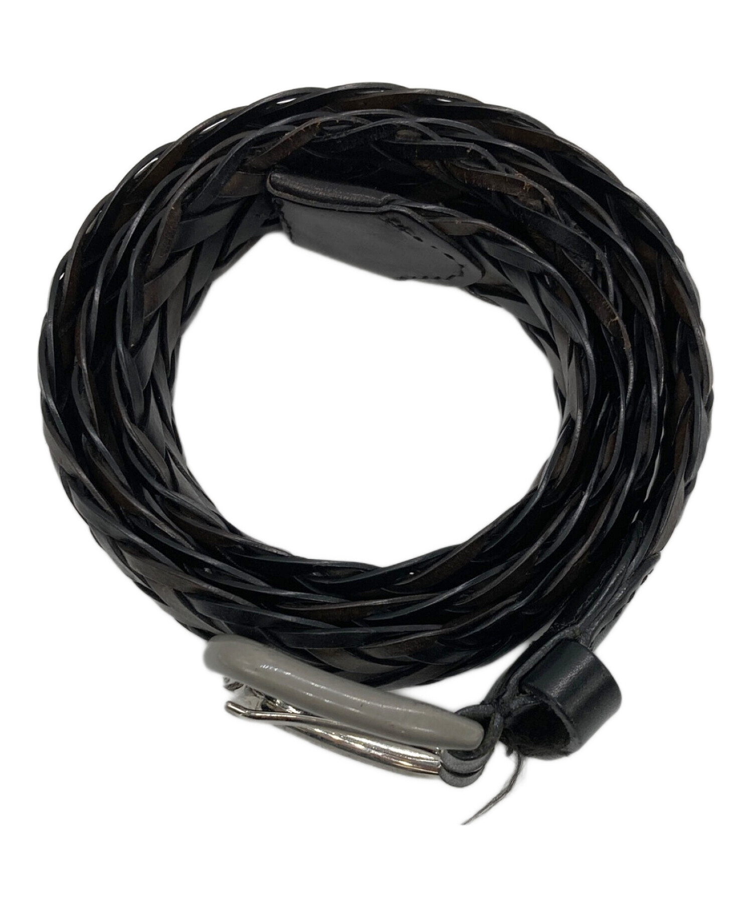 中古・古着通販】ETRO (エトロ) 編み込みレザーベルト ブラック