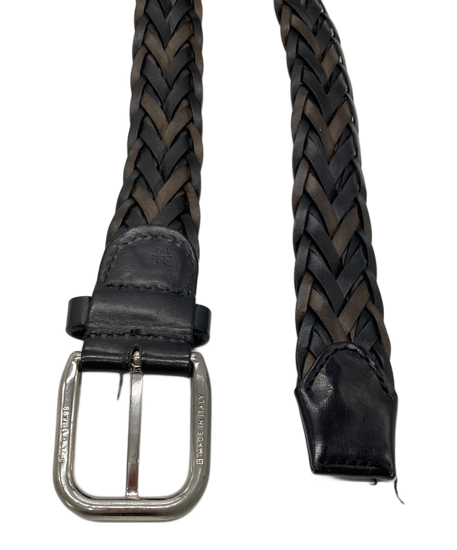 中古・古着通販】ETRO (エトロ) 編み込みレザーベルト ブラック