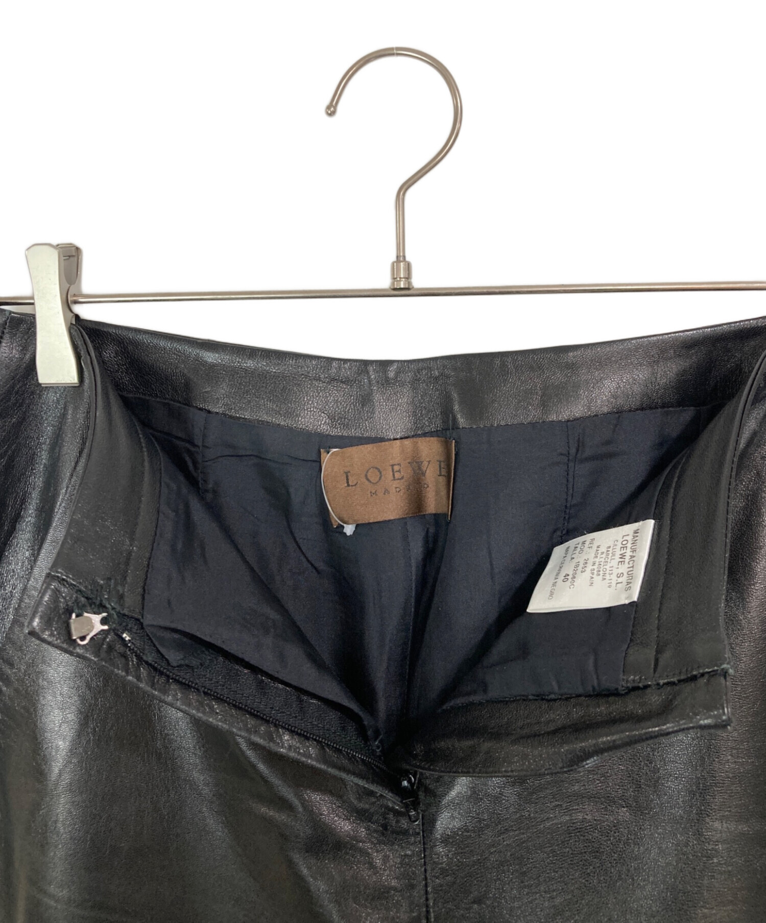 中古・古着通販】LOEWE (ロエベ) レザーパンツ ブラック サイズ:40