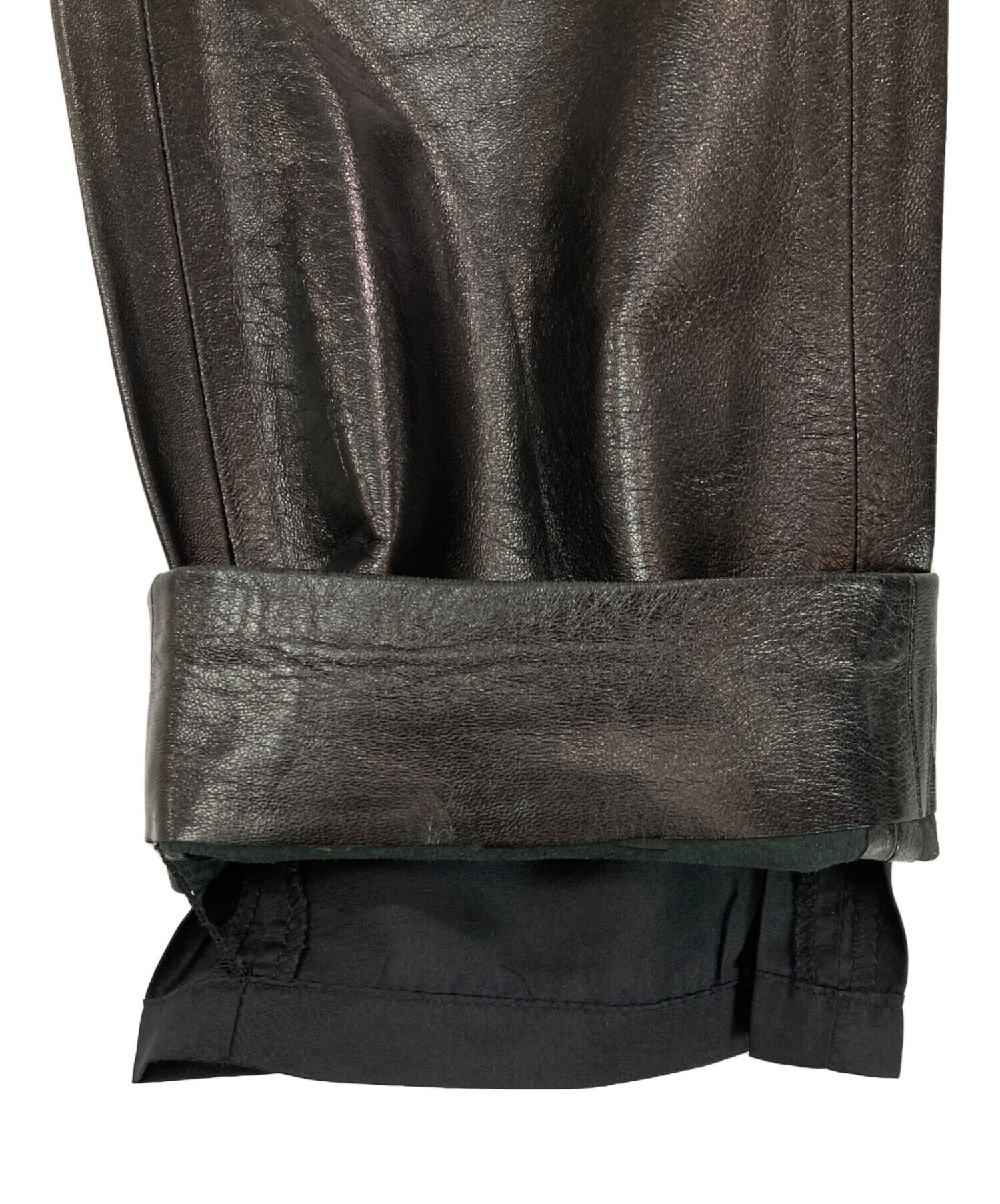 中古・古着通販】LOEWE (ロエベ) レザーパンツ ブラック サイズ:40