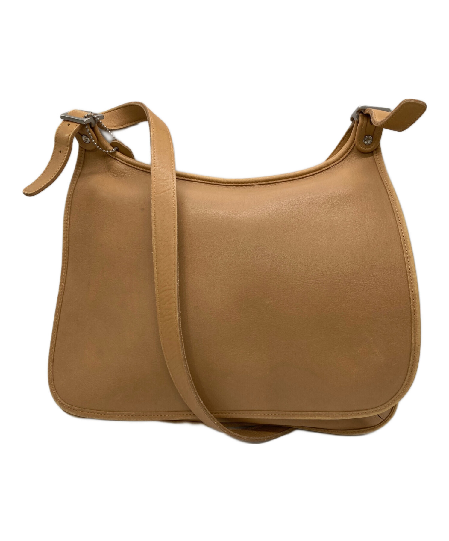 中古・古着通販】COACH (コーチ) レザーショルダーバッグ ベージュ