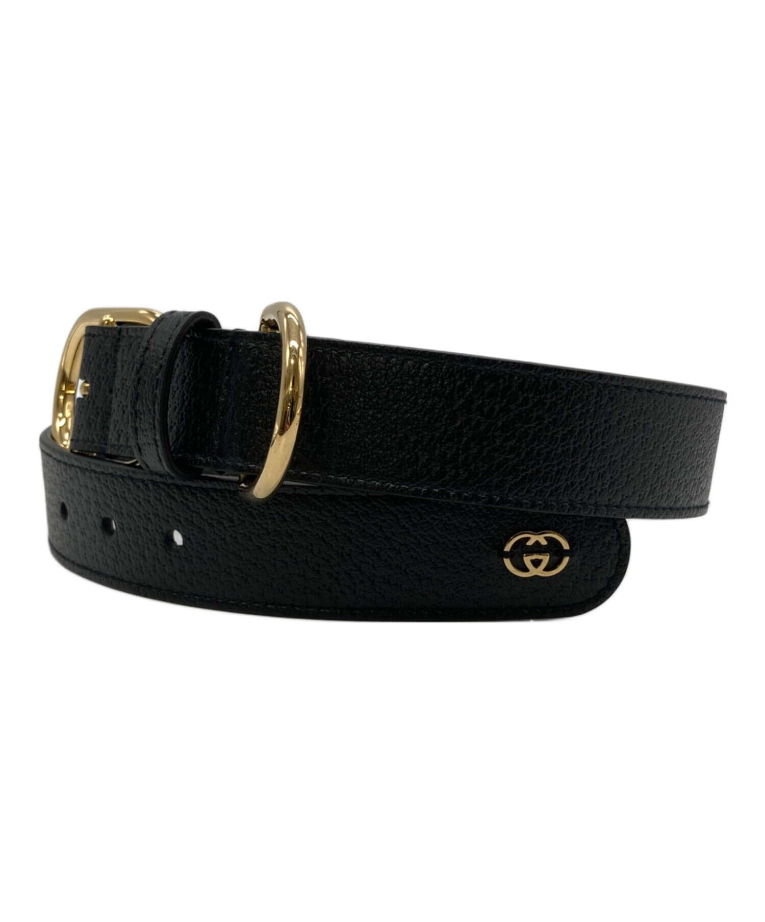 GUCCI ブラックレザー首輪 ゴールド金具付き 中古・古着通販】GUCCI (グッチ) 犬用首輪 ブラック｜ブランド・古着