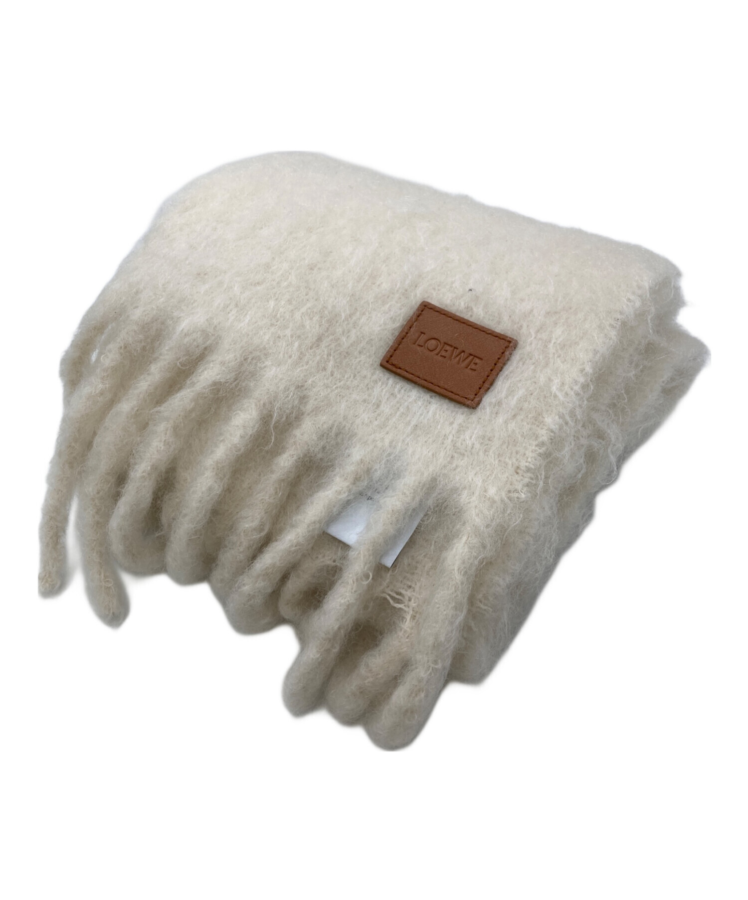 中古・古着通販】LOEWE (ロエベ) モヘヤ混 レザーパッチ マフラー 