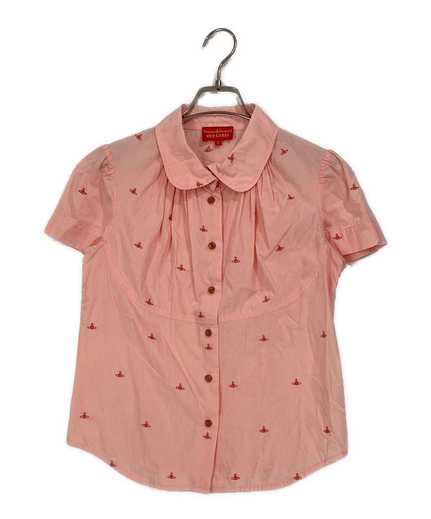Vivienne Westwood 半袖ブラウス変形 シャツ オーブ刺繍 ピンク 中古・古着通販】Vivienne Westwood RED LABEL (ヴィヴィアンウエスト