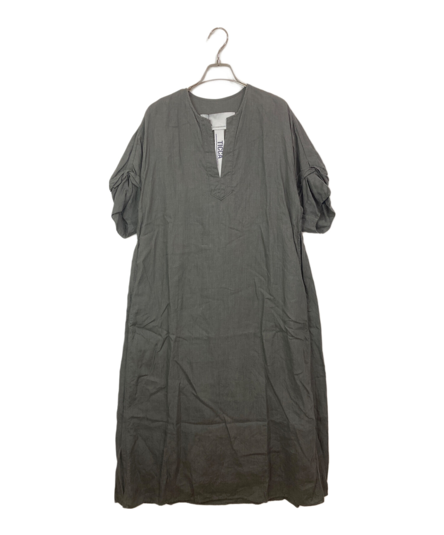 中古・古着通販】TICCA (ティッカ) リネンツイストスリーブワンピース
