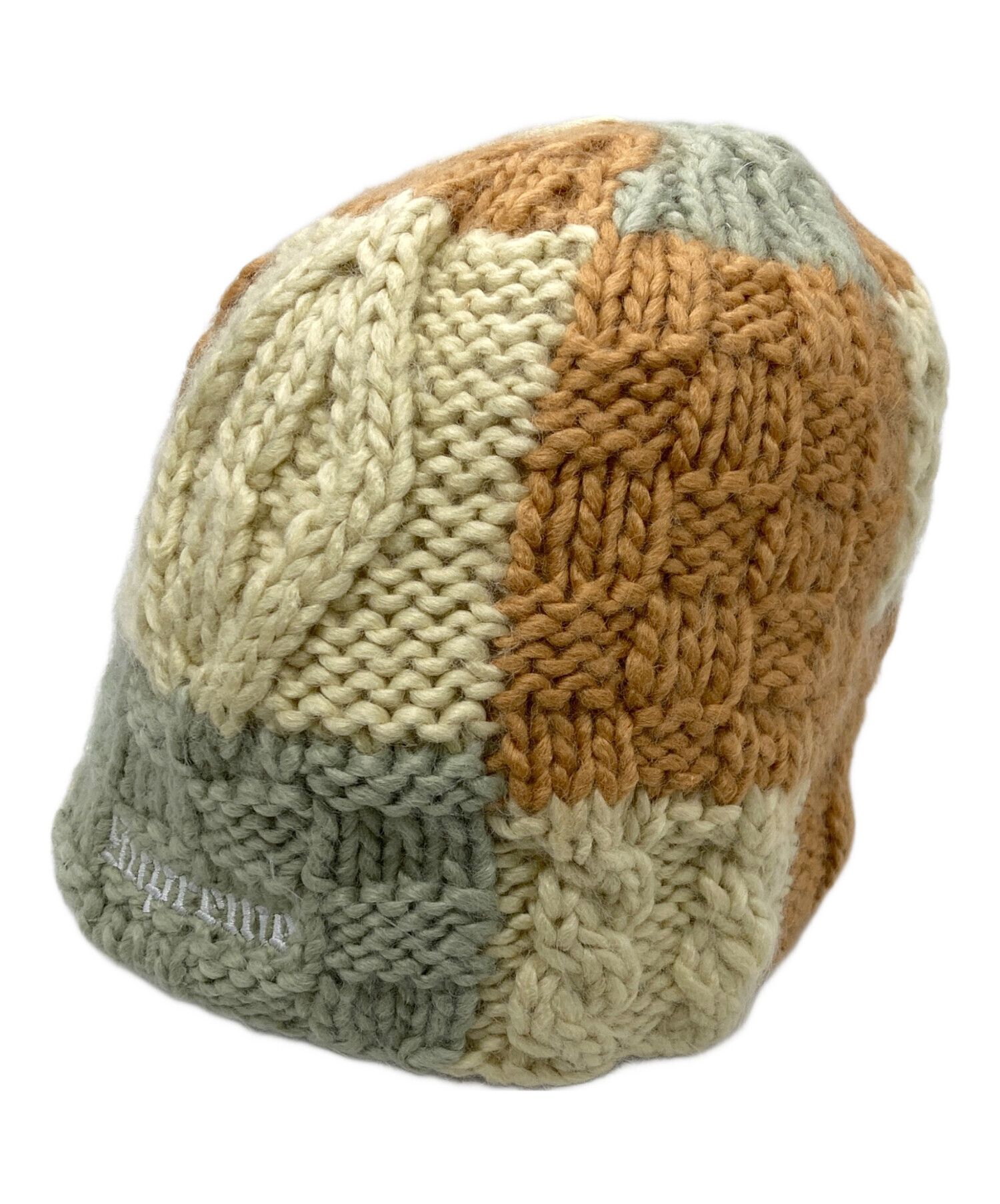 Supreme シュプリーム ニット帽　ビーニー　ベージュ　ストリート 中古・古着通販】Supreme (シュプリーム) BLOCK KNIT BEANIE ベージュ