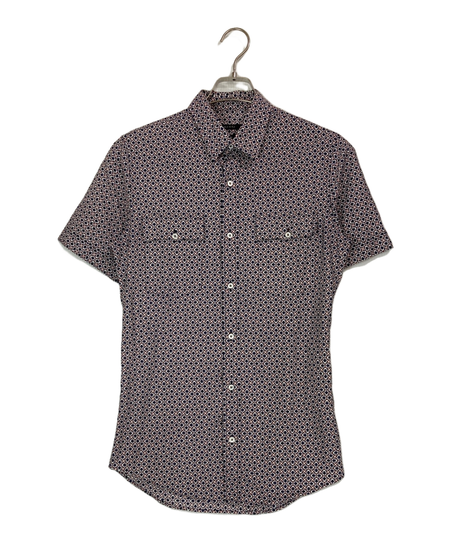 中古・古着通販】GUCCI (グッチ) skinny 総柄半袖シャツ ネイビー