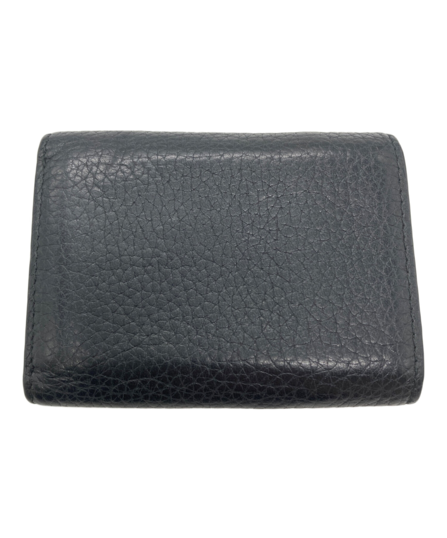 中古・古着通販】PRADA (プラダ) シボ革3つ折り財布 ブラック