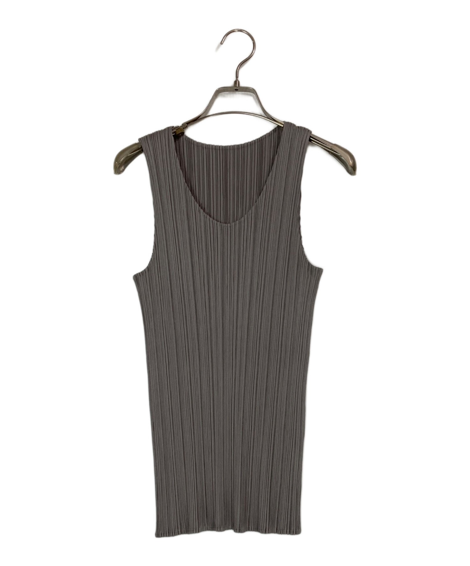 PLEATS PLEASE カットソー　ノースリーブ 中古・古着通販】PLEATS PLEASE (プリーツプリーズ) Vネック
