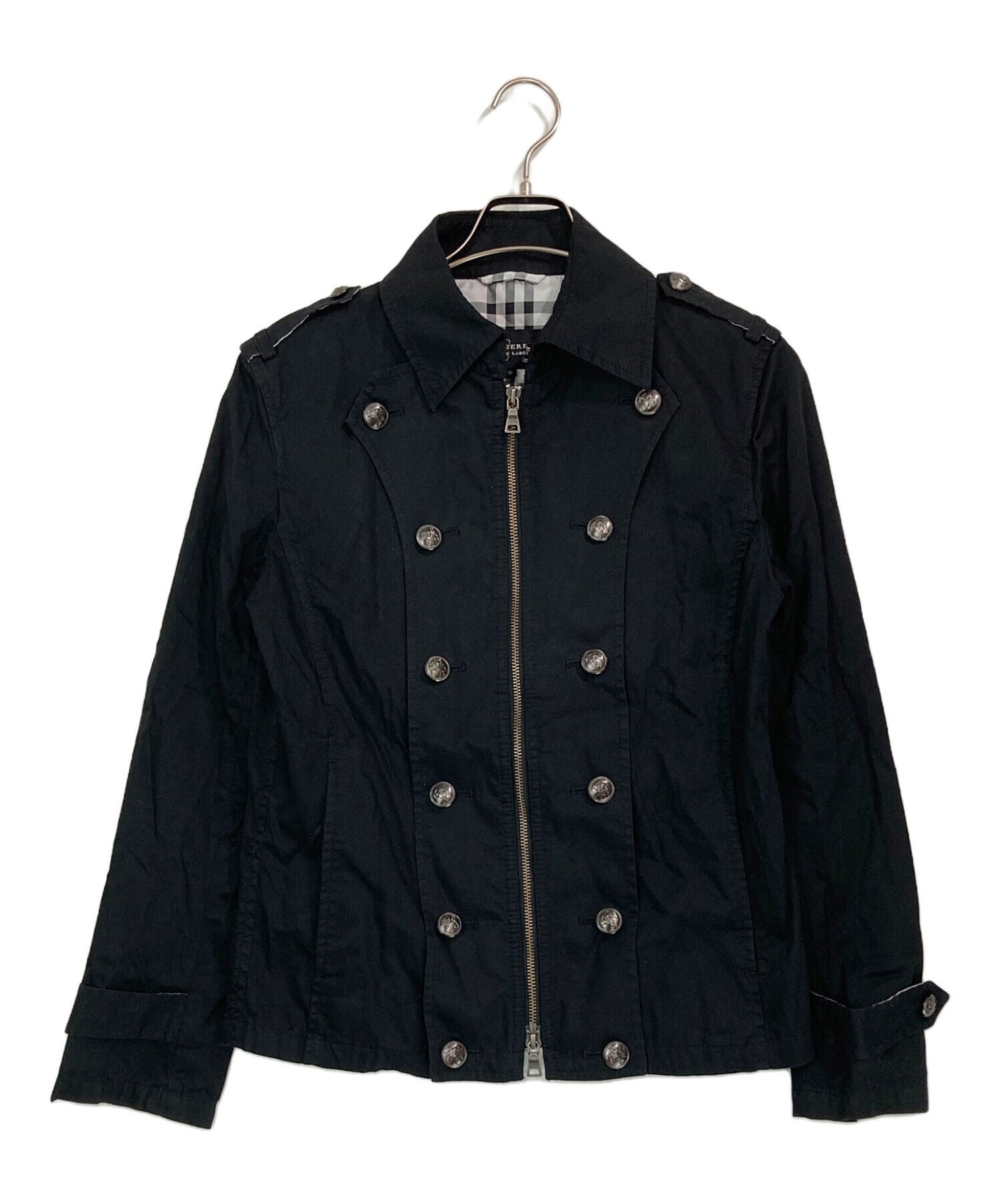 BURBERRY BLUE LABEL　ナポレオンジャケット　ノバチェック　黒 バーバリーブルーレーベル デニムジャケット ノバチェック ブラック 38